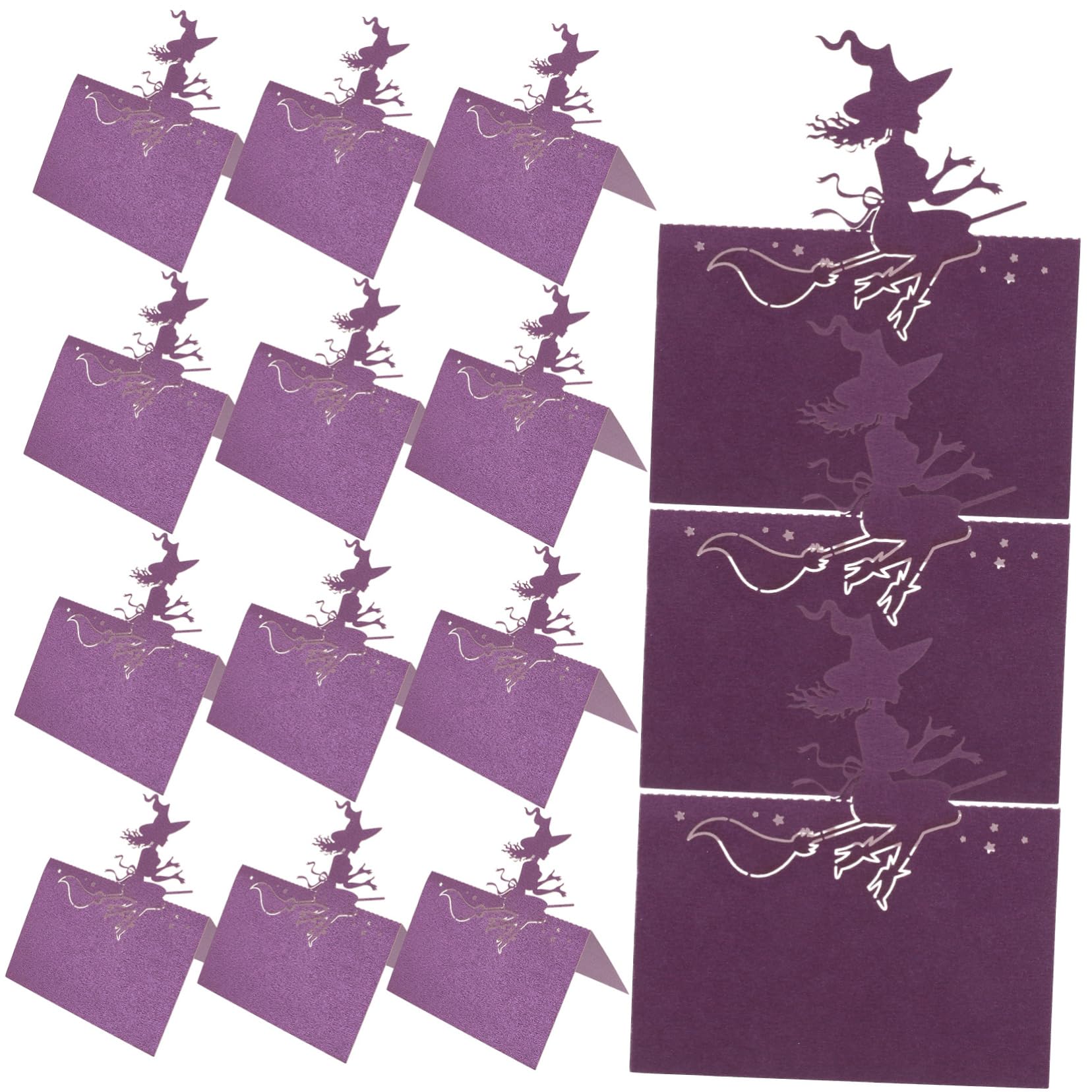 VALICLUD 50pcs Halloween Witch Place Cards Elegant Tent Name Cards for Table for Parties Weddings and Events Easy to Write and Organize Guest Seating