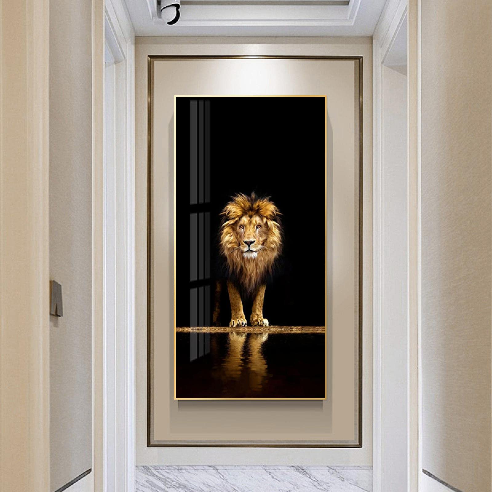 Zhadongli Art No Frame Golden Black Lion Canvas Poster Modern Animal Print Wall Art Painting Decorative Picture Living Room Home Decor Mural 60X120cm(24X47in) Frameless