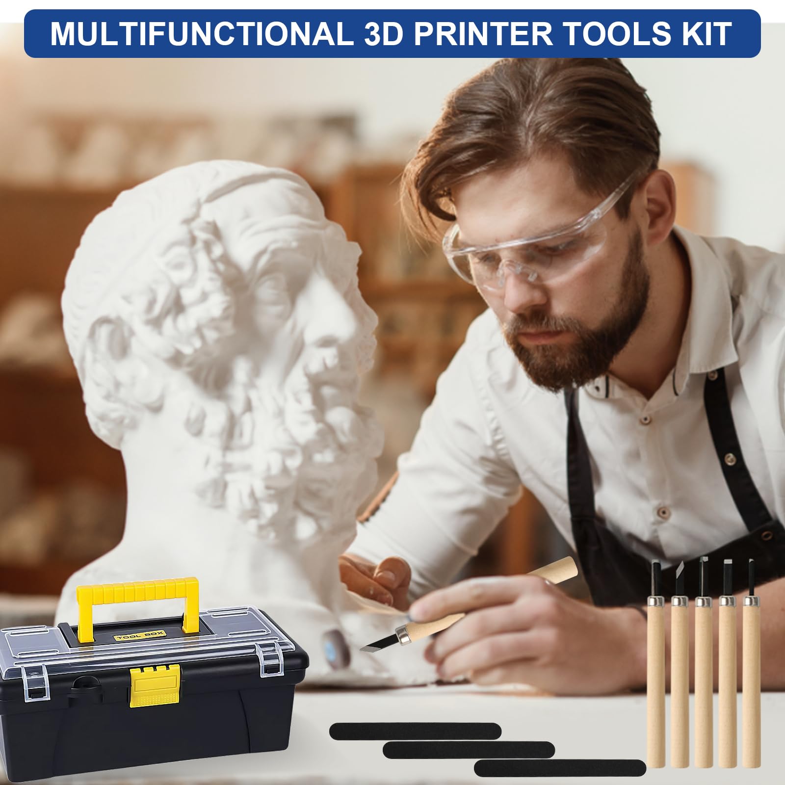 Zestaw narzędzi do drukarki 3D, 201 szt., do obróbki końcowej modelu drukarki 3D, zestaw do czyszczenia, zakończenie, usuwanie zadziorów, igły do czyszczenia, zestaw narzędzi do wszystkich drukarek 3D