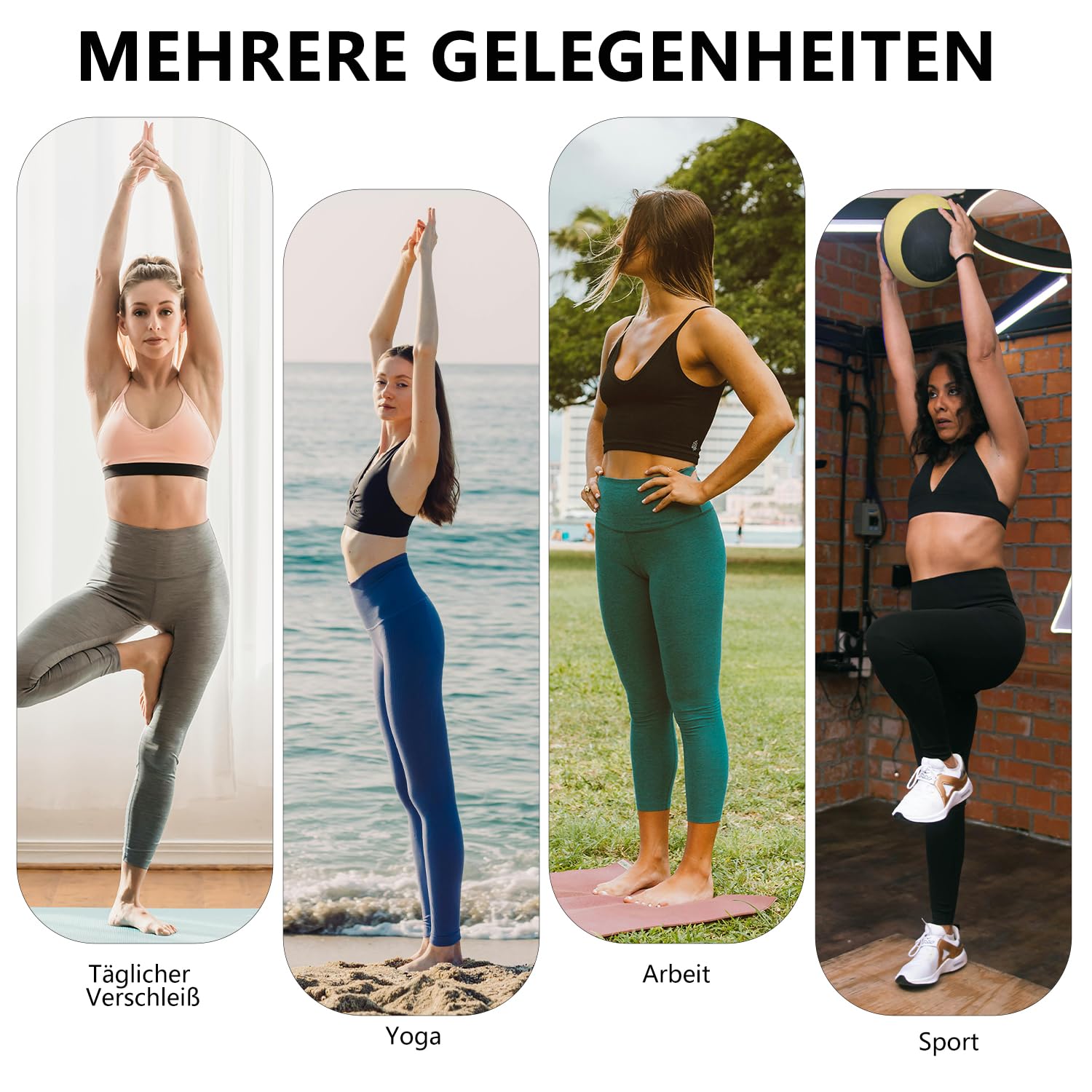 Leggings Damen Capri 3/4 Leggins Blickdichte Elastische Caprihose Sporthose für Yoga Gym Outdoor Fitness Zuhause