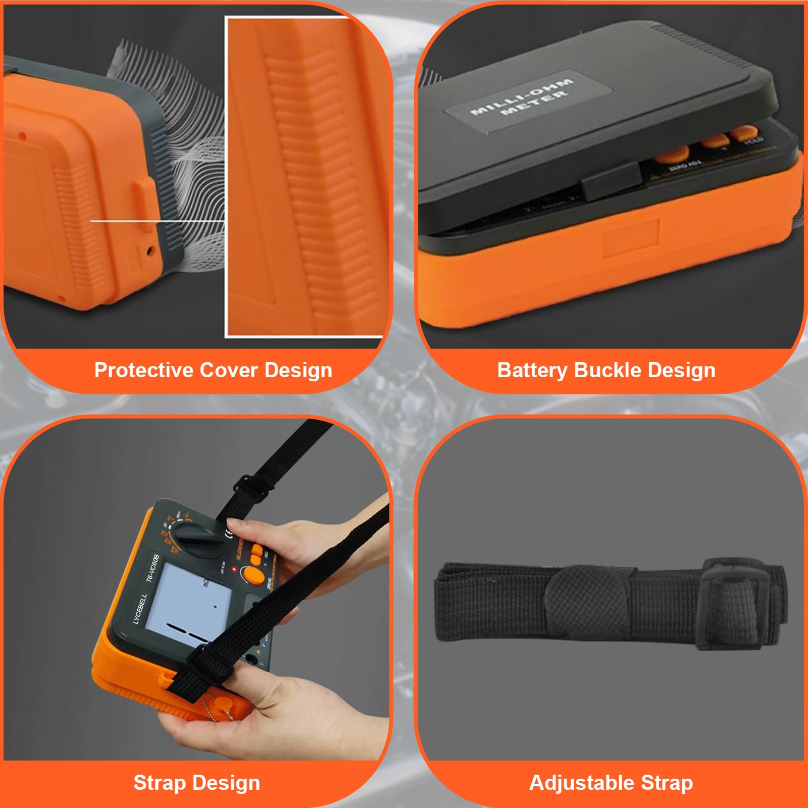 Testeur de Résistance D'isolement Numérique LC-VC60B 0,1~2000 MΩ Mégohmmètre, DC 250V/500V/1000V AC 750V avec d'alerte haute tension, écran LCD Rétroéclairé et Fils de Test et Clips de Test