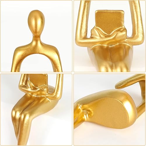 Miniatura 3 de Juego de 4 estatuas de pensador sentado, decoración moderna para el hogar, escultura abstracta, figuras coleccionables de resina, decoración
