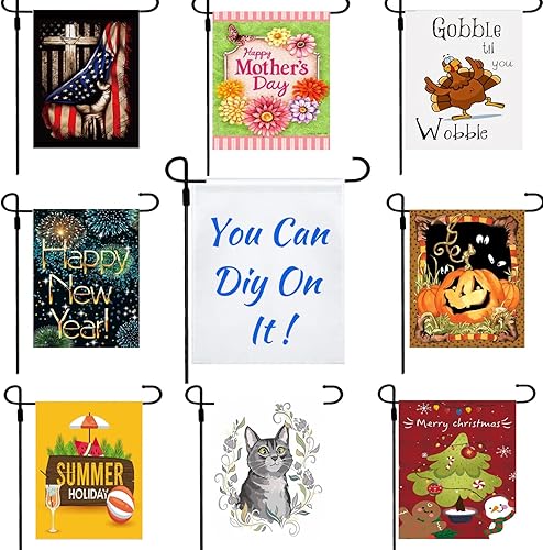 Miniatura 6 de Banderas de jardín en blanco de sublimación, juego de 4, banderas de poliéster de 12 x 18 pulgadas, banderas de poliéster en blanco para prensa de