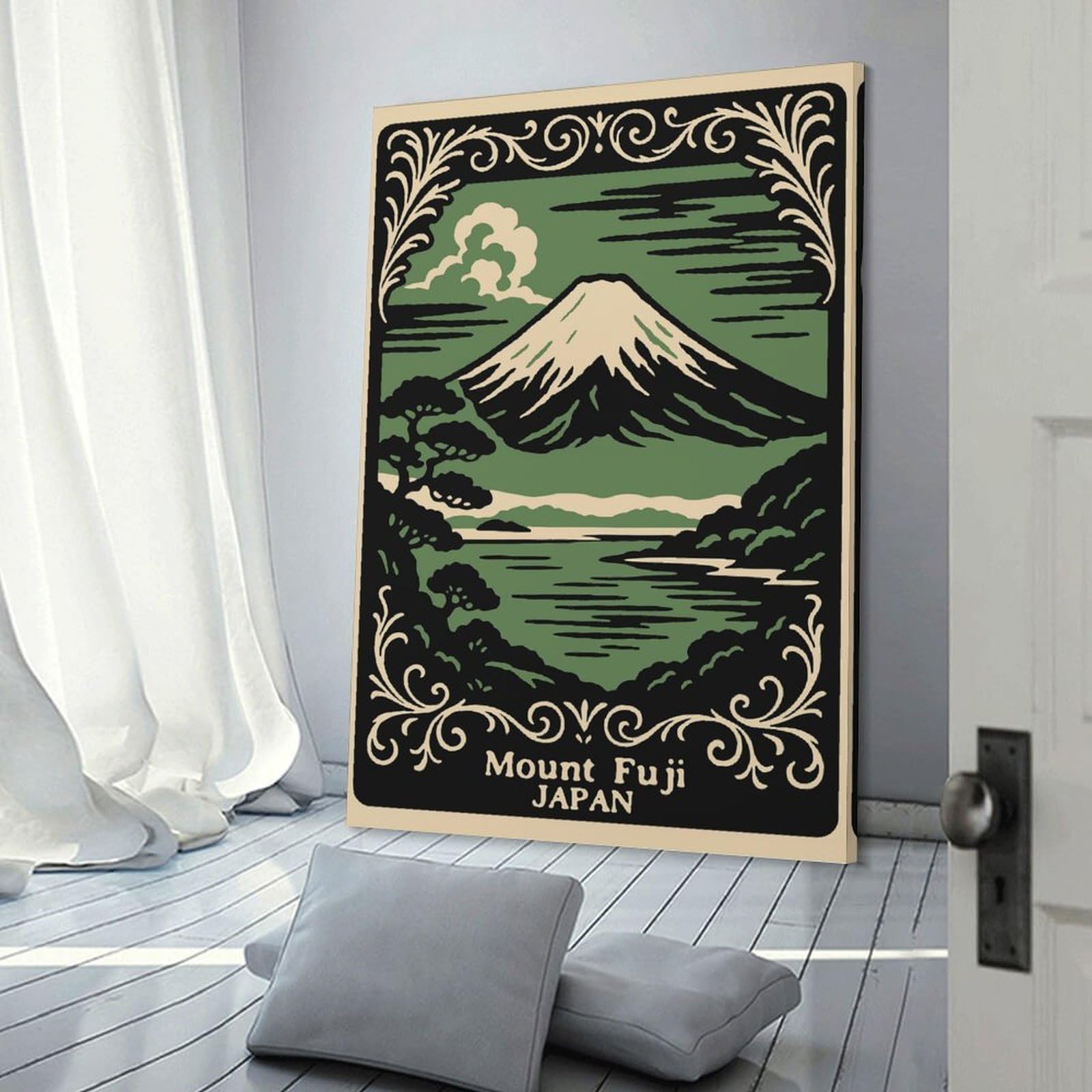 Junmoney Mount Fuji Japan Art Print Canvas Wall Picture 20x30inch(50x75cm), for Study, Office Or Focused Interiors, Home Office Artwork with Decorative Appeal