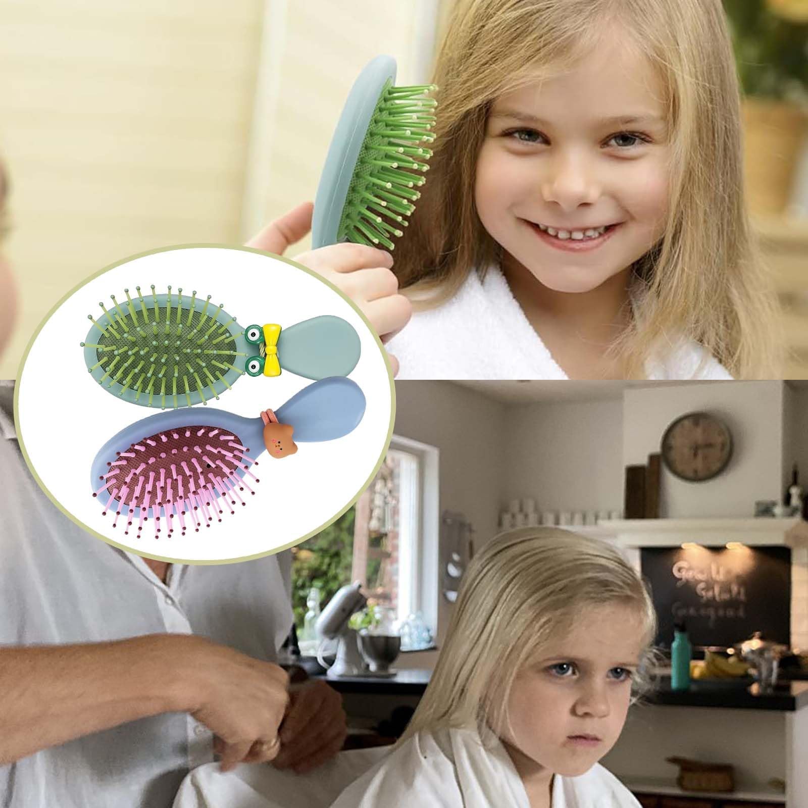 Vexquivera 2Pcs Toddler Hair Brush Kids Hair Brush Set,Massage Comb Small Hair Paddle Brush for Thick Curly Thin Long Short Wet or Dry Hair Provide Effective Way for Daily Hair Care(Little Bear and - Image 4