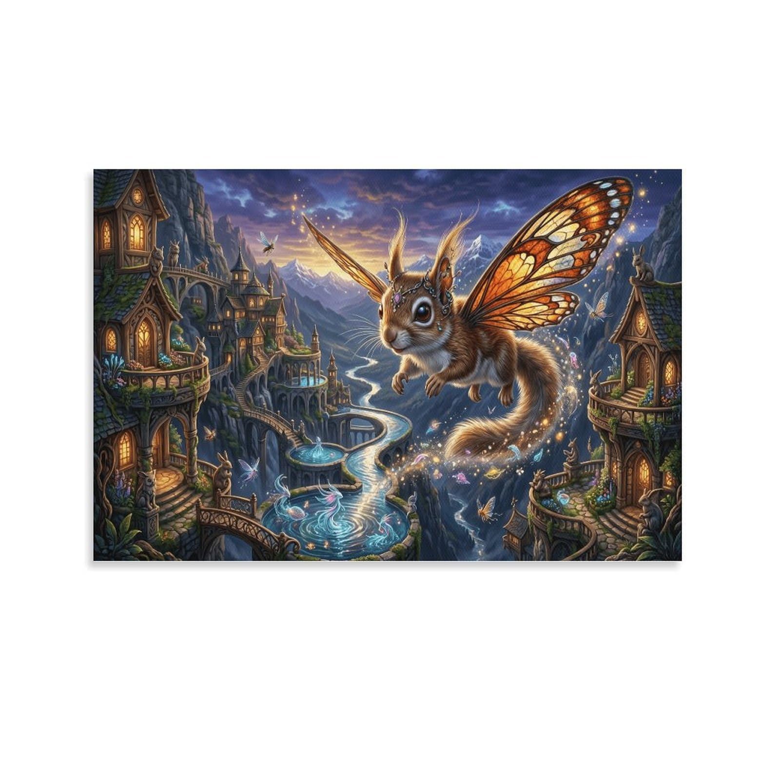XPASHIQWC Butterfly‑Wing Squirrel Wall Decor Poster Cliff Castle Giclee Canvas Prints Modern Wall Art Picture Wall Hanging for Home Decorations 20x30inch(50x75cm)