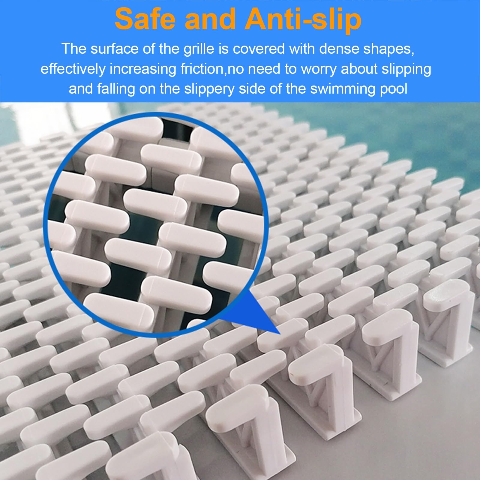 Generico Griglia di Scarico per Piscina in PP Resistente - 5 Pezzi, Copertura Bianca per Canale di scolo da 18 cm e Sistema di drenaggio di Troppo Pieno, Perfetta per Piscine e Aree Esterne (Bianca)
