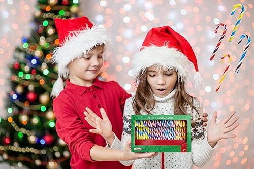 Miniatura 3 de Bastones de caramelo de Navidad, sabor afrutado multicolor arcoíris, envueltos individualmente (paquete de 12)