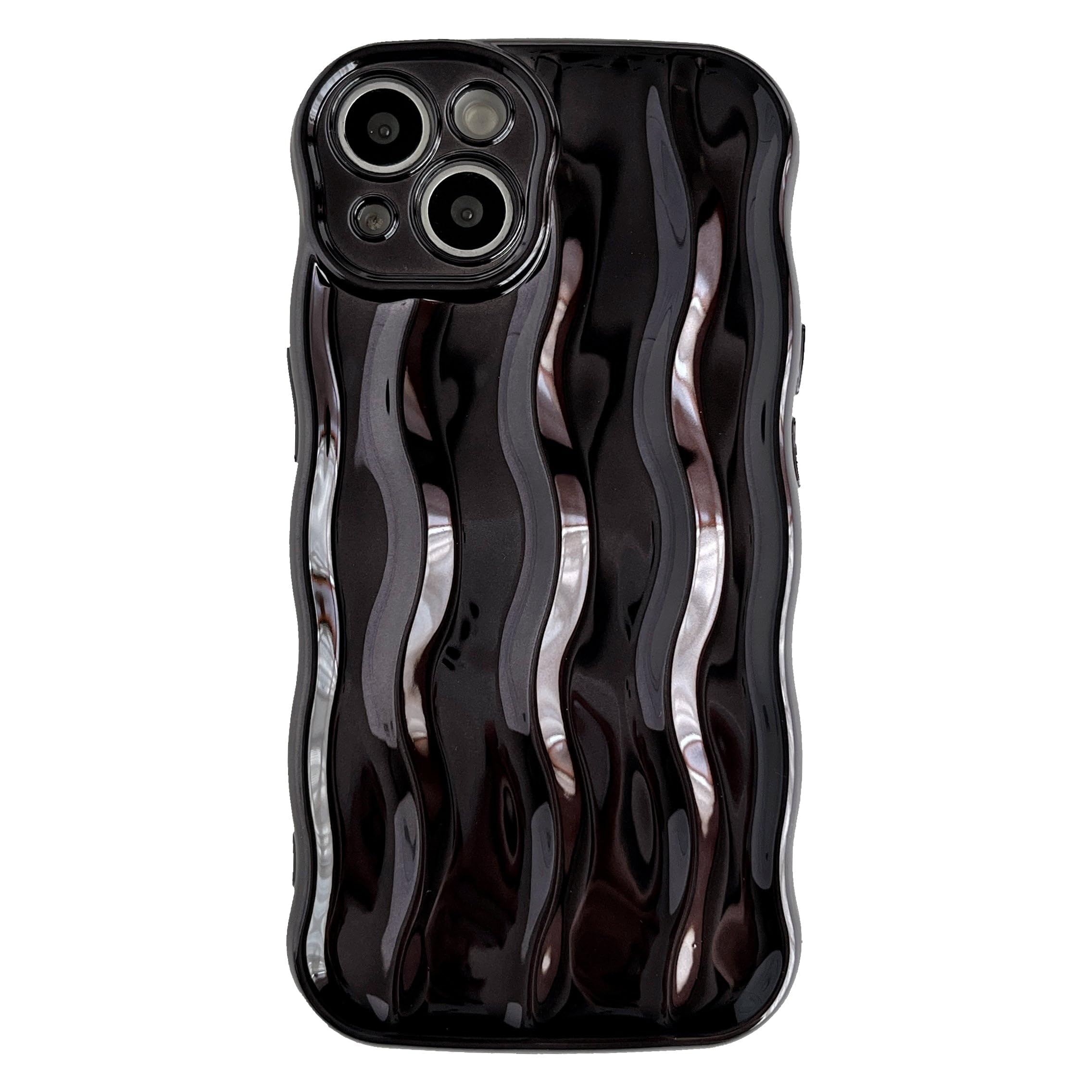 Caseative for iPhone 13 Case,Water Ripple Pattern Curly Wave Frame Soft Compatible with iPhone Case (Light Black,iPhone 13)