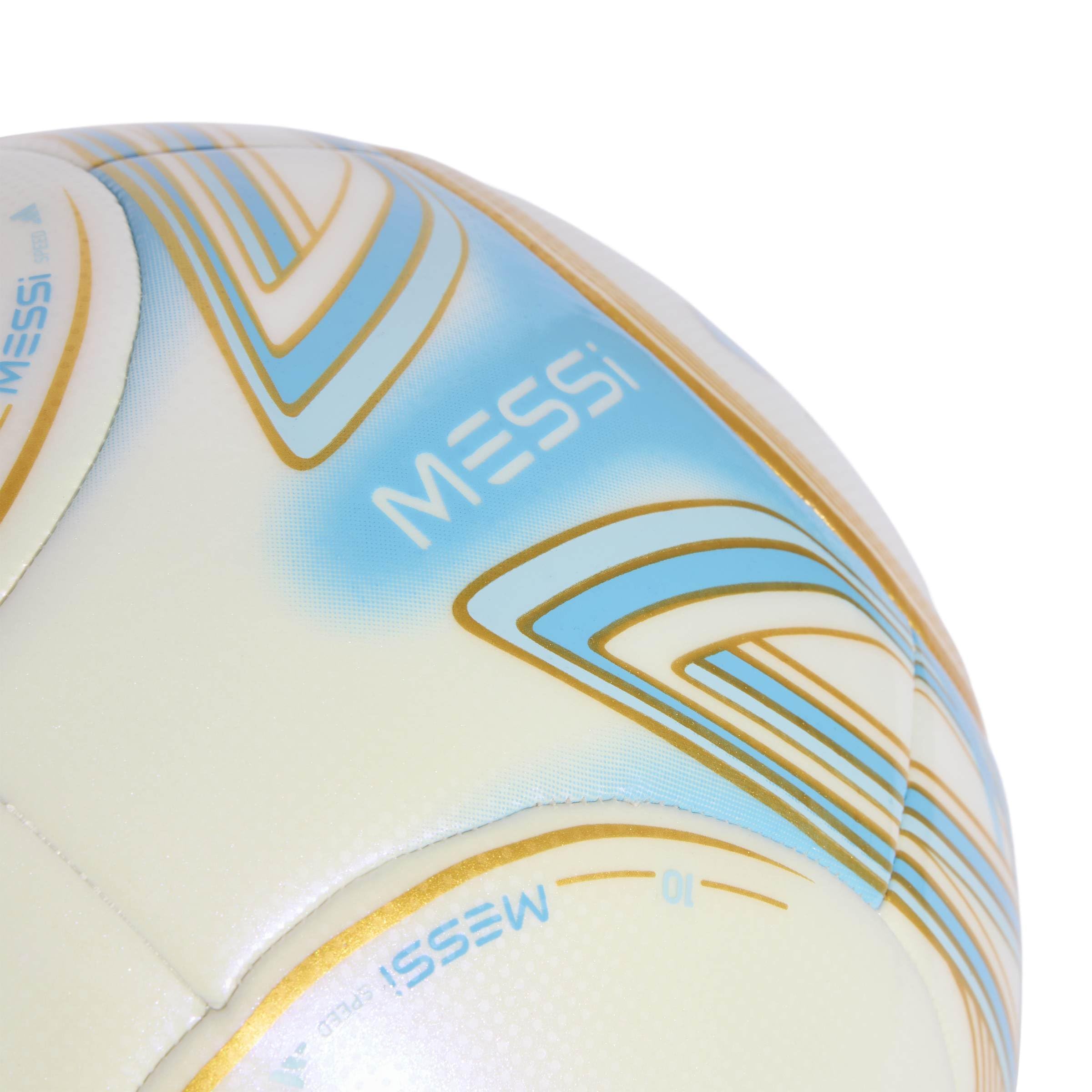 adidas Messi Club Ball, Unisex, Elfenbein/Semi Blue Burst/Icey Blue/Gold Metallic, Größe 4