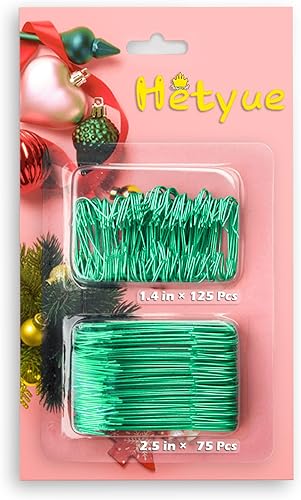 Ganchos verdes de adorno de Navidad para árbol Paquete de 200 ganchos de adornos con metal Grandes ganchos de adornos de Navidad para decoración