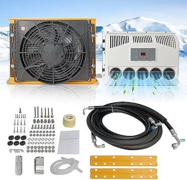 12V Tractor Air Conditioner 6500BTU, 12 Volt DC Inverter Air Conditioner, 750W, Quiet and Fast Cooling, Rugged Semi Truck, Van, Excavator, Agricultural Engineering Vehicle, Trailer 24V