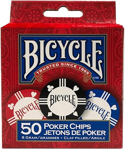 Bicycle Fichas de póquer de arcilla 8G 50Count 8G Fichas de póquer de arcilla, 50 unidades