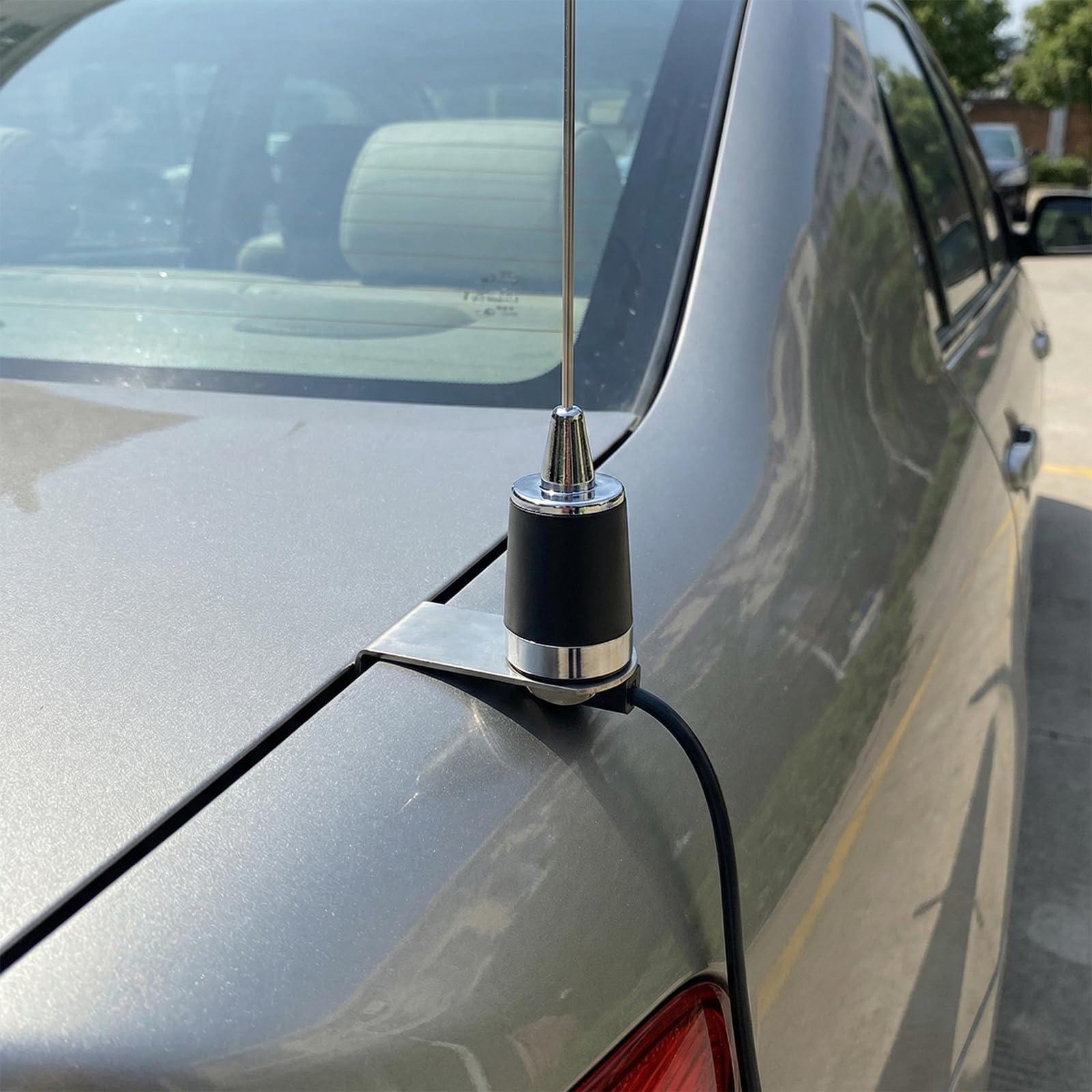 HYS Antena UHF VHF 2 Metros 70 cm 21 Pulgadas NMO con Montaje NMO de 4 Metros (13.1 pies) PL259 (UHF Macho) RG58 Cable coaxial y Soporte de Guardabarros en Forma de L para transceptor de Radio móvil