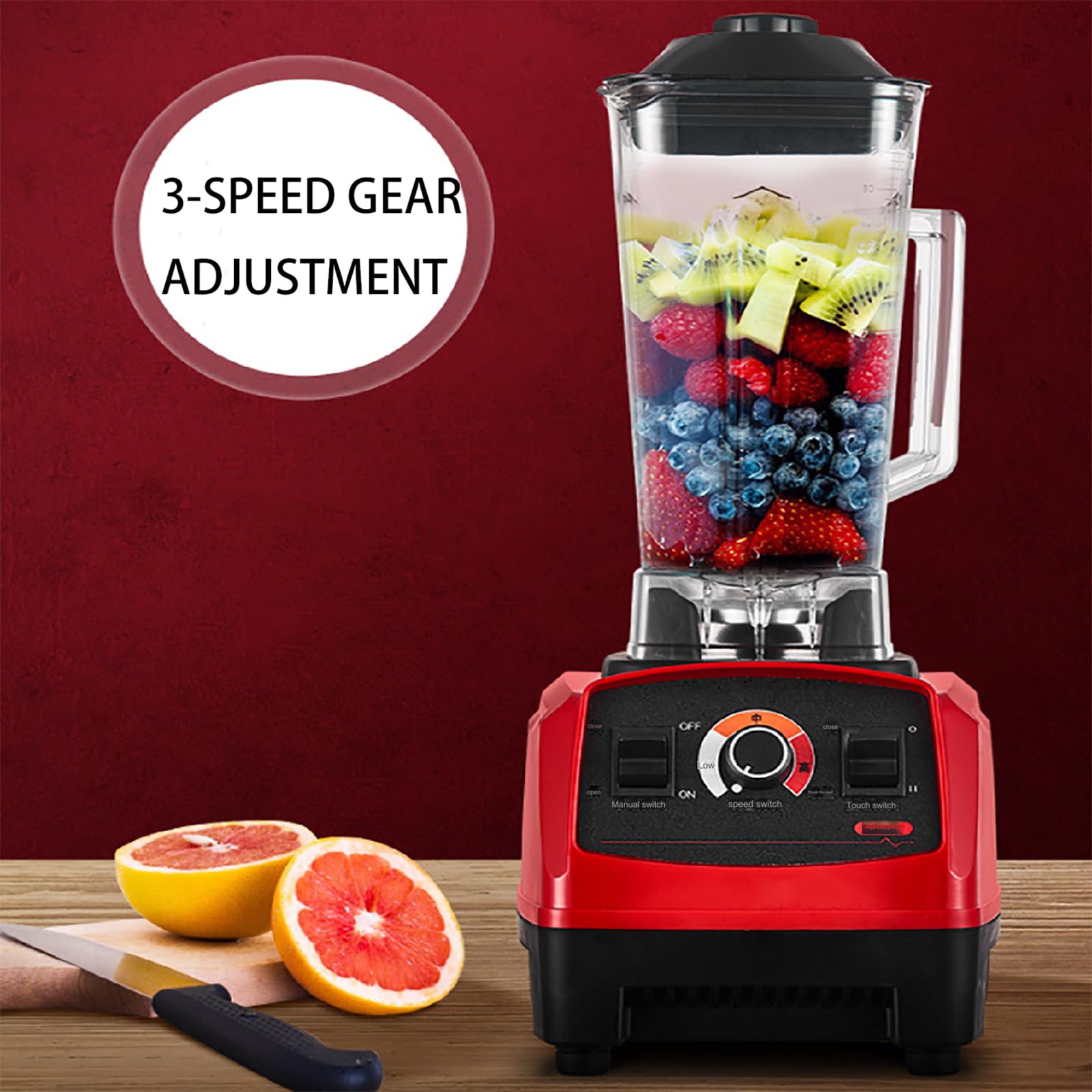Frullatore multifunzionale 2 in 1, tazza grande da 2,0 litri, 3 velocità regolabili per frutta, noci e bevande