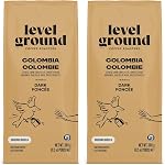 Level Ground Coffee - Colombie Origine unique - Rôti foncé, haricots entiers - Commerce équitable, Kosher - Café spécialisé - Grande dans un Drip Brew, Presse française, Pour Over - Goûts gras, riches, intenses - 300g / 10.5oz