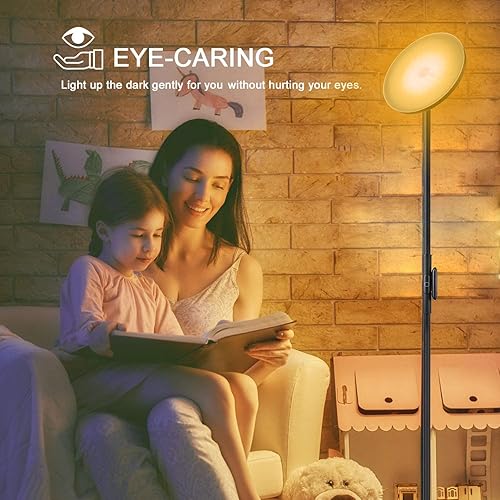 Miniatura 7 de Lámpara de pie 30 W2400 LM Sky LED moderna 3 temperaturas de color lámparas de pie súper brillantes luz de poste alto con control remoto y táctil