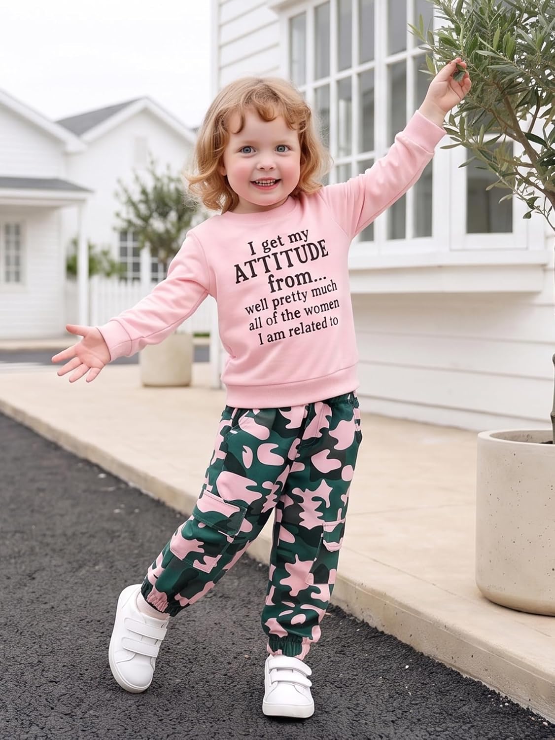 18M-5T Toddler Girl Clothes Outfits Kids Sweatshirt & Camo Pants Set image 2