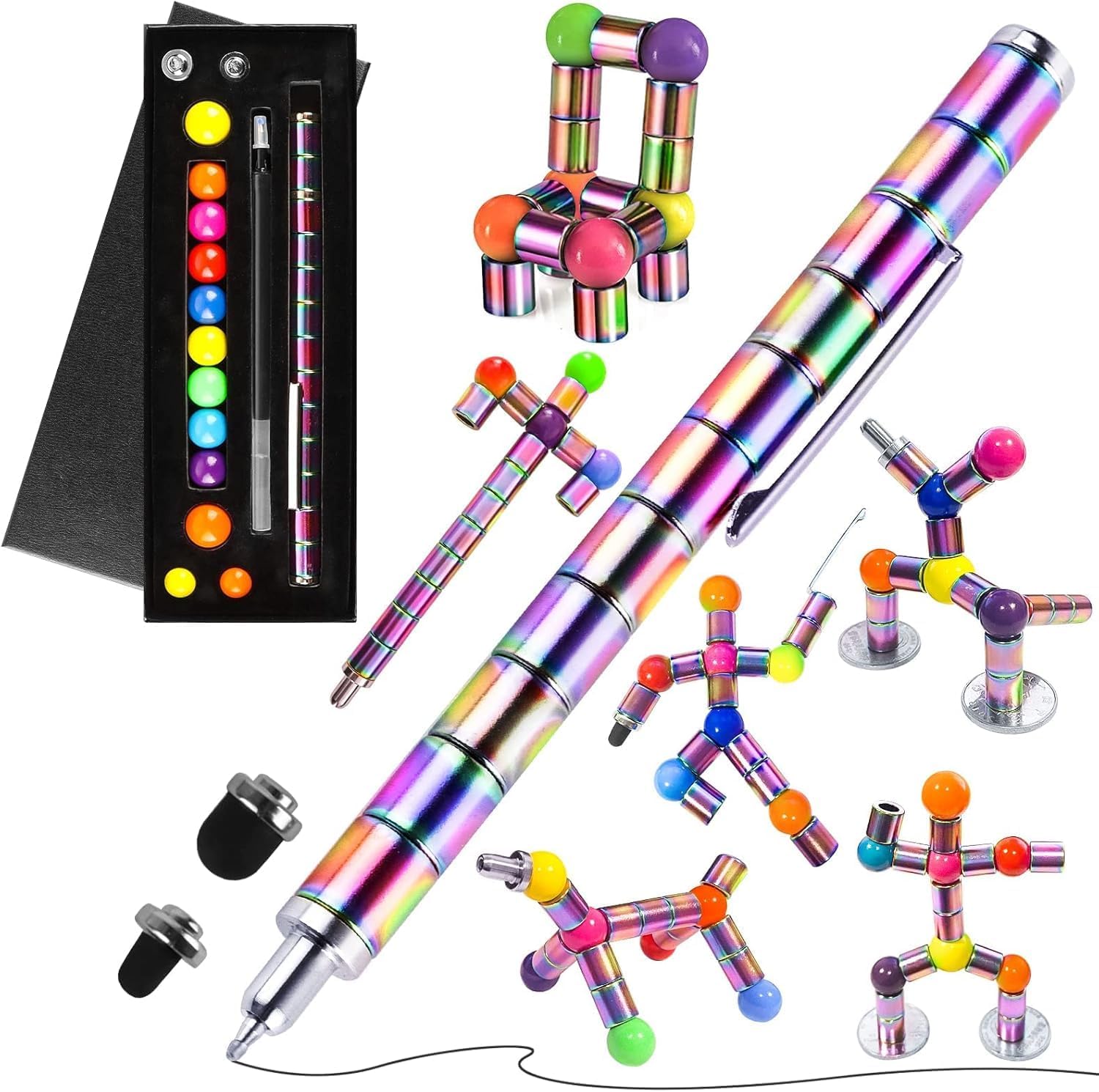 Magnetic Fidget Pen – Stress Relief Gadget for Men & Women, Valentine Easter Birthday Gift for Teenager Boys Girls Kids, Cool Magnetic Fidget Toy for Anxiety Relief & Focus (Color)
