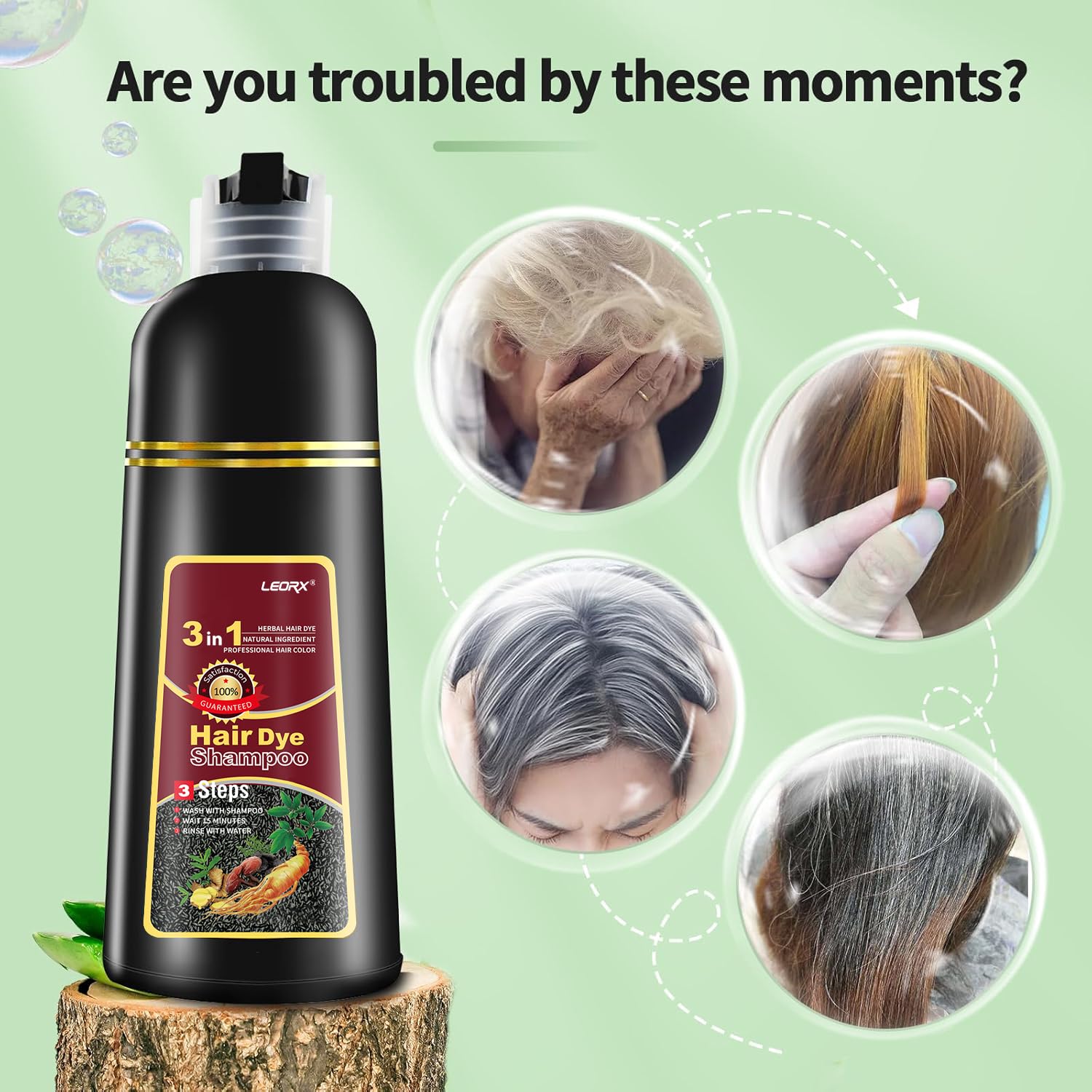 Amazon.com : leorx Instant Hair Dye Shampoo For Gray Hair, 500ml