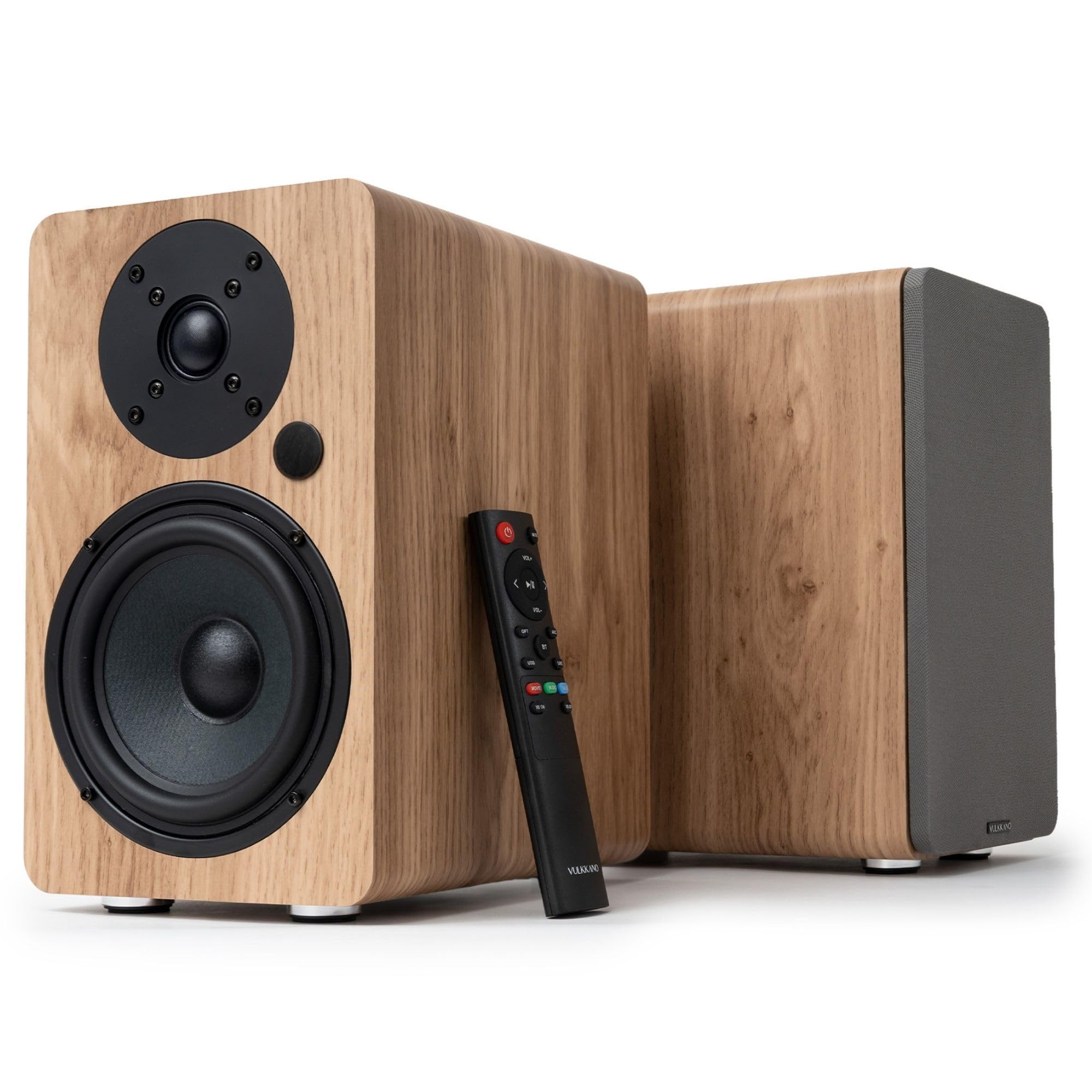 VULKKANO A5 ARC MKII Altoparlanti Autoamplificati con Woofer da 5,25", Bluetooth 5.0, HDMI ARC, Optica, RCA, USB, con uscita subwoofer, altoparlanti per TV dal design elegante, colore marrone