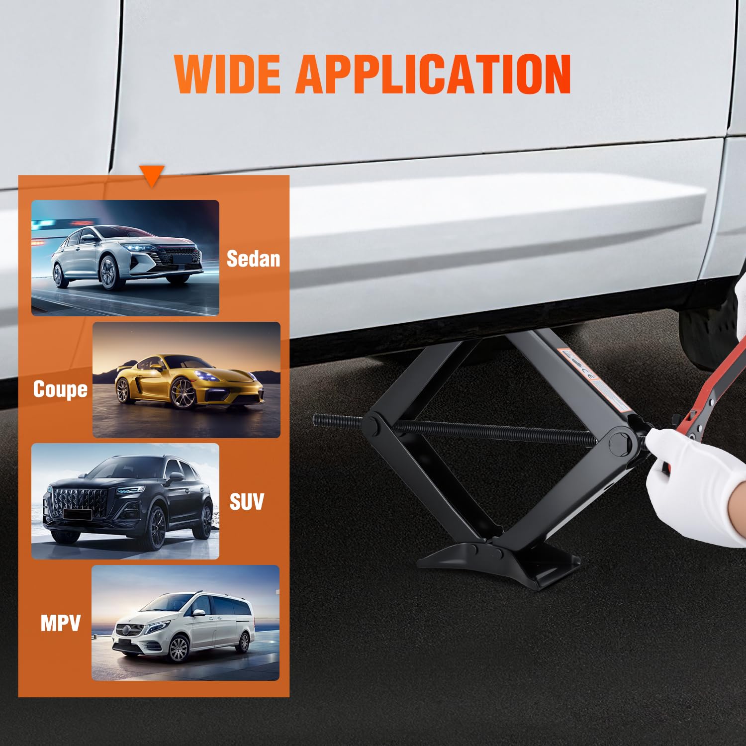 Nilight Scissor Jack Kit for Car 2 Ton(4409 lbs), Heavy Duty Portable Steel Scissor Lift Jack Car Tire Changing Kit with Ratchet & Lug Wrench for Sedan SUV MPV, 3.9''-15.7'' Lifting Range, Black