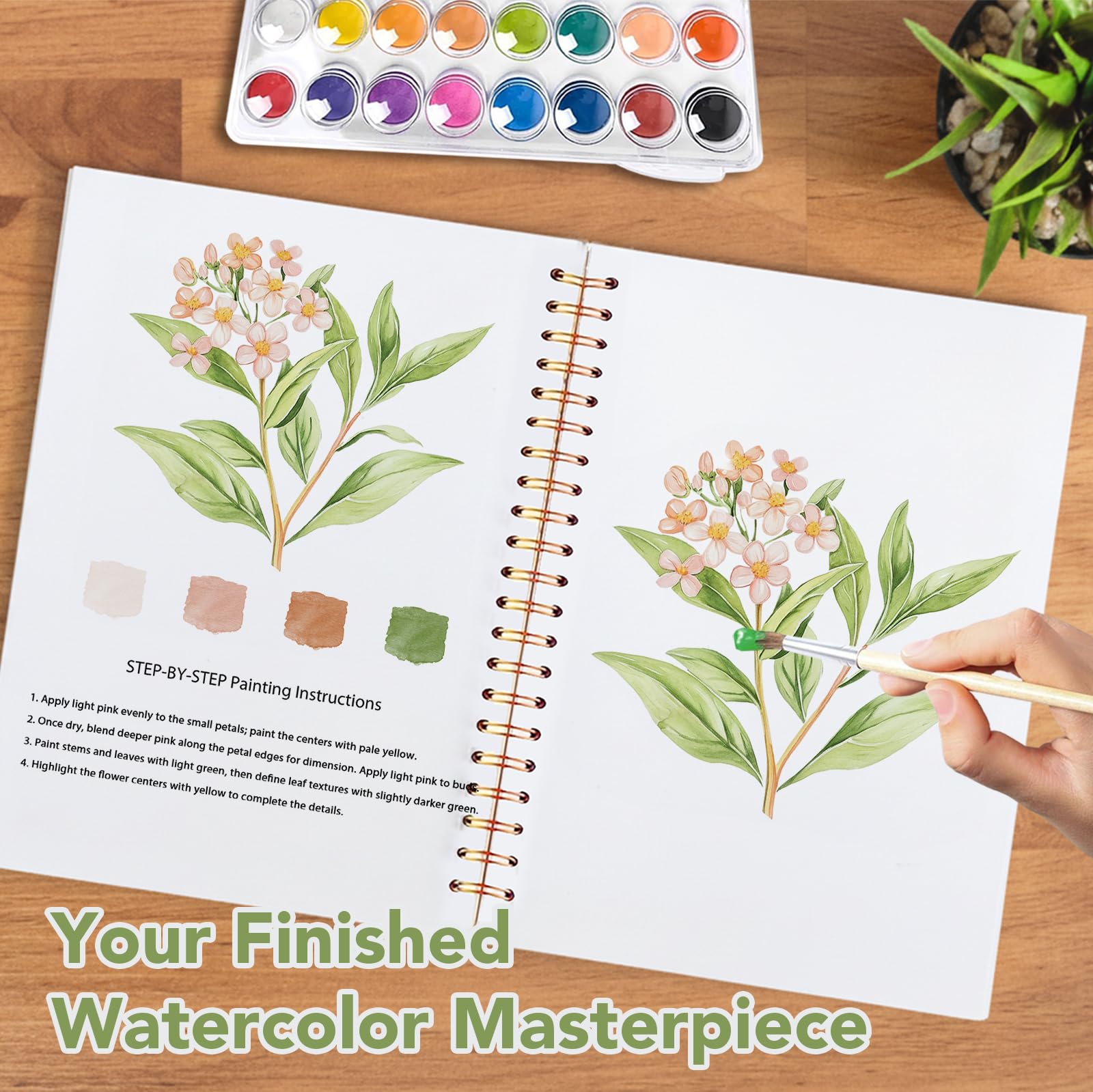 Easy Watercolor Workbook for Beginners - Flower Painting -6