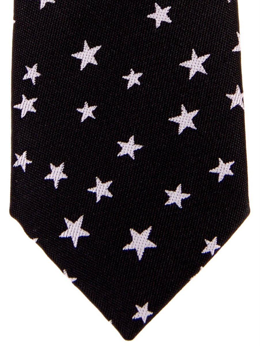 Corbata de microfibra tejida Classic Stars, negro, blanco, (Black with White Stars) 2