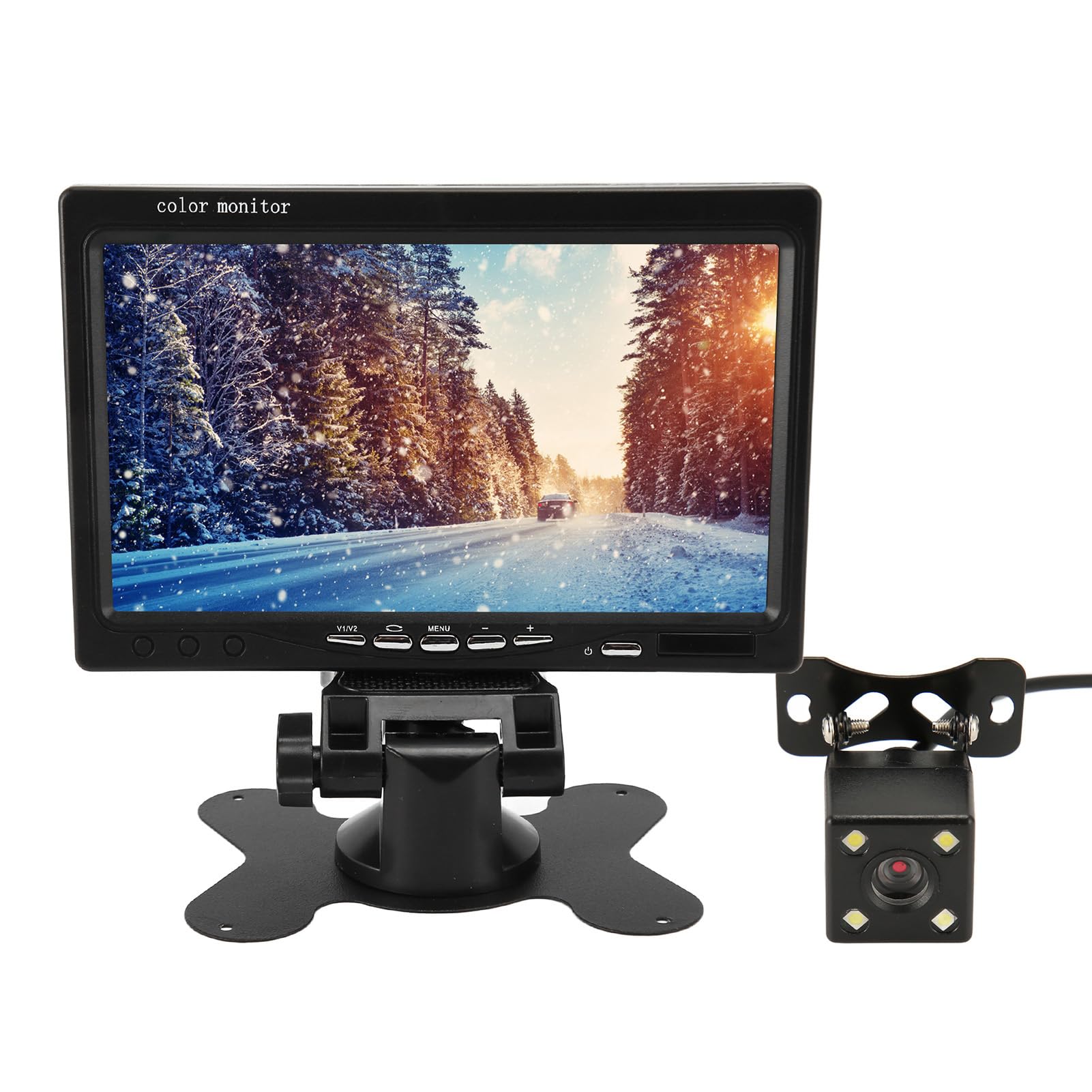 Cuifati 7-calowy Samochodowy Monitor Tylny z Noktowizorem, Wodoodporny System Kamer Cofania 1080P IP69 do Odbioru Samochodów Kempingowych — Pilot na podczerwień, Szybka Instalacja, 12 V/24 V