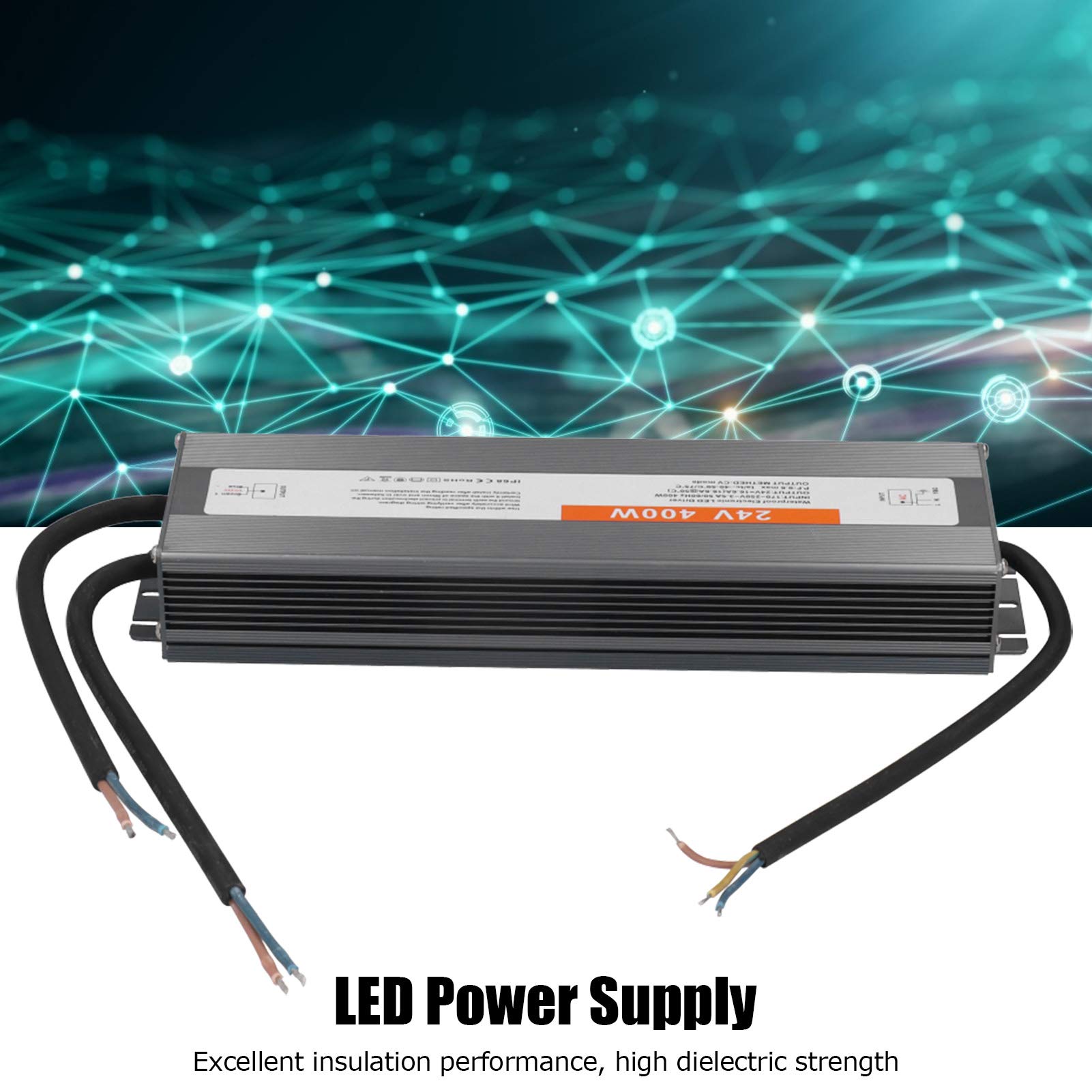 Transformator sterownika LED 400 W, wodoodporny zasilacz impulsowy 12 V / 24 V DC IP68, cieńszy i trwalszy, doskonała izolacja, wysoka wytrzymałość dielektryczna (DC24V)