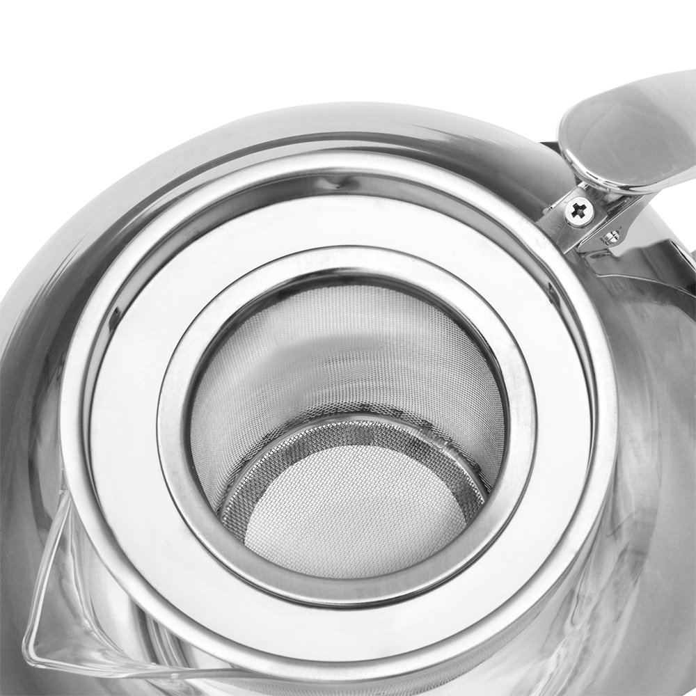 MONZANA® Teekanne mit Siebeinsatz und 4 Gläser 1,2 Liter Hitzebeständig Teesieb Herausnehmbar Glaskanne für losen Tee Edelstahl Deckel Borosilikatglas