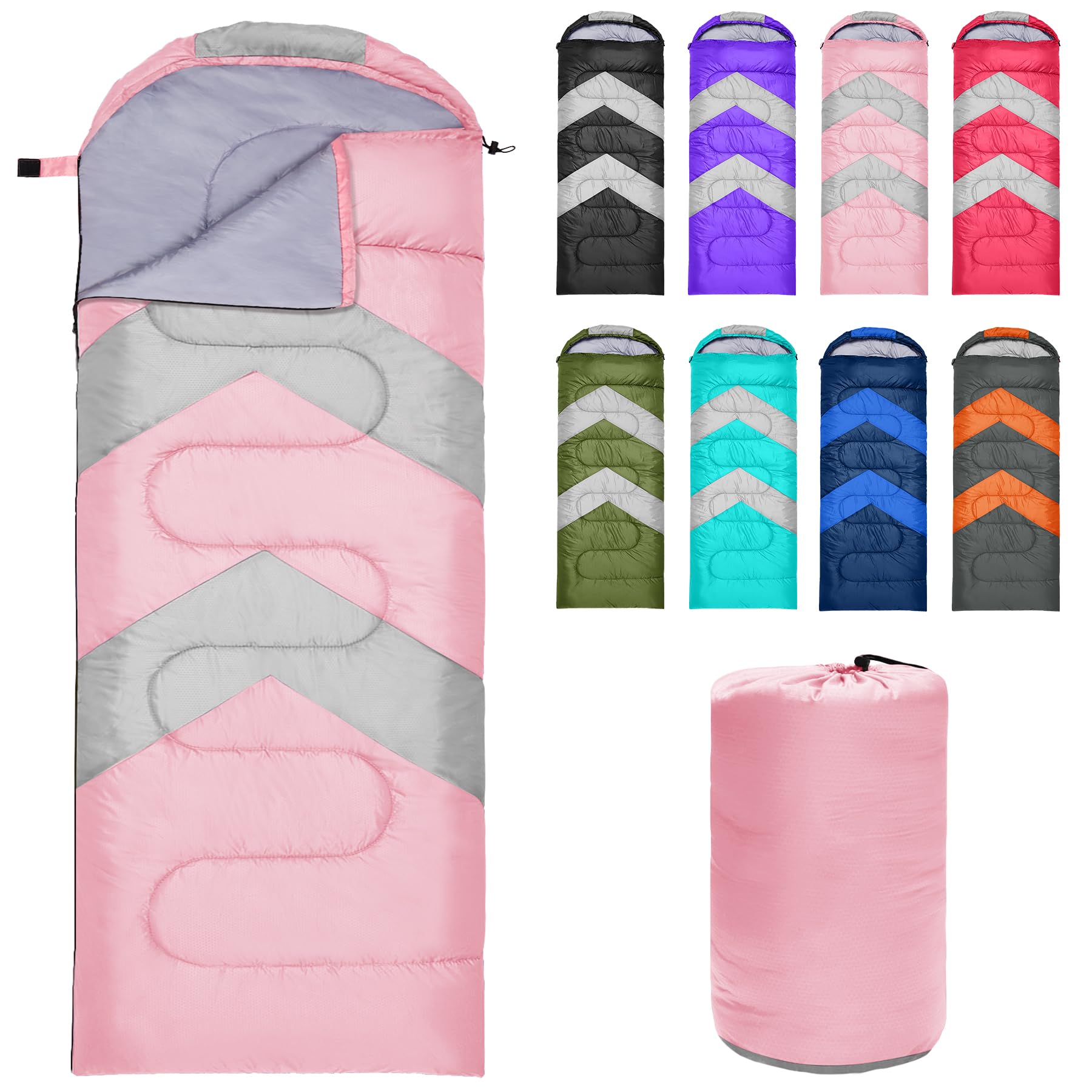 Zusentee Sacco a Pelo Estivo Invernale per Adulti e Bambini, Sacci a Pelo 4 Stagioni in Resistenti Impermeabile Ultraleggero e Compatto, Portatile Busta Rettangolare per Campeggio
