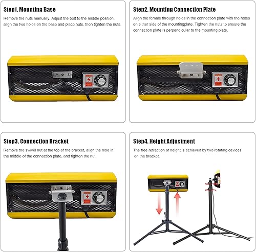 Miniatura 8 de YIYIBYUS Calentador infrarrojo de 2000 W y 110 V, lámpara de curado de pintura, función de temporizador, altura y ángulo ajustable con soporte