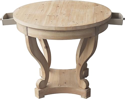 Miniatura 5 de kevinplus Mesa auxiliar redonda grande con espacio de almacenamiento de 2 cajones para sala de estar, estilo moderno de granja (diámetro 31.5 x 27.1