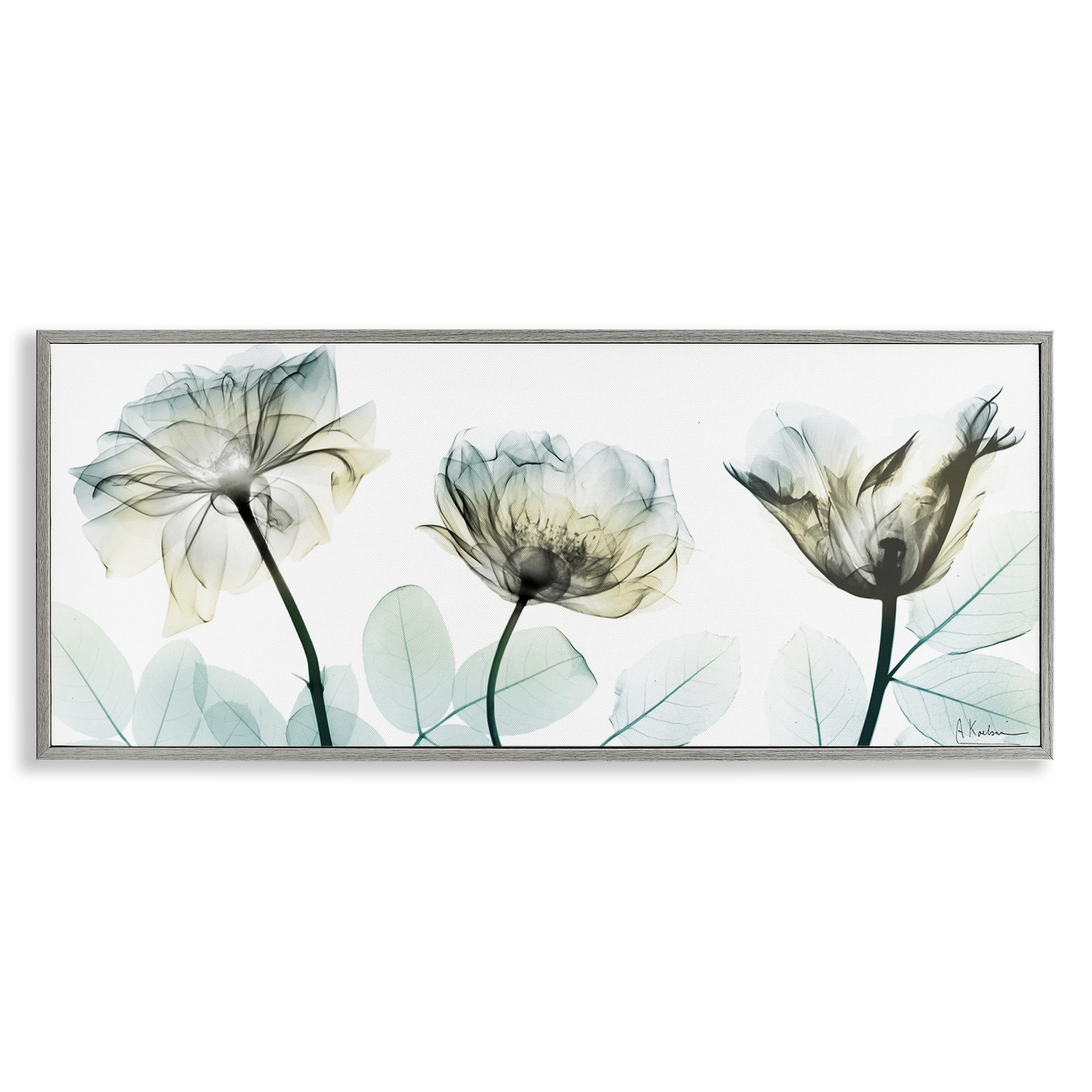 Stupell Industries Farmhouse Gray (Textured) Floral Still Life Botanical Elegance, 13 X 30 Inch Framed Giclée Print