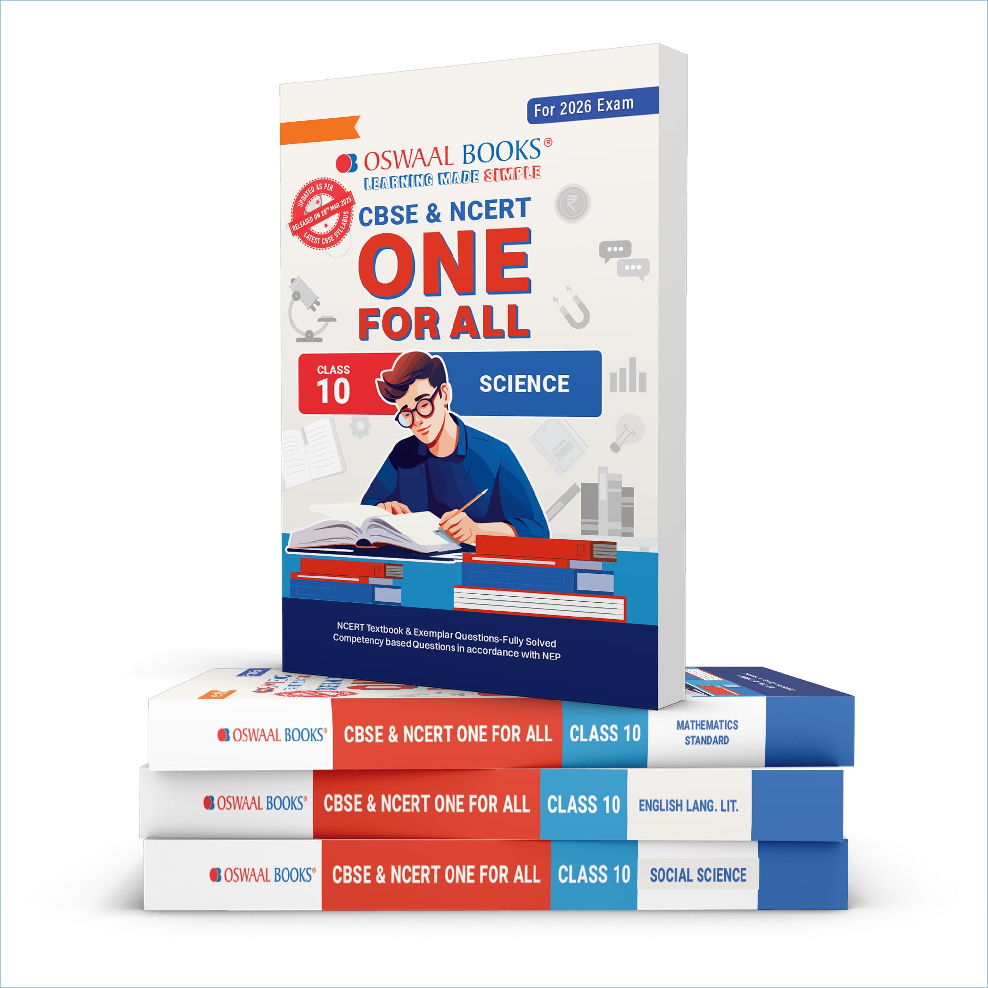 Oswaal CBSE & NCERT One For All Class 10 | English | Science | Social Science & Mathematics Standard| With Topic Wise Notes (Set Of 4 Books) For 2026 Board Exam Product Bundle – 20 April 2025