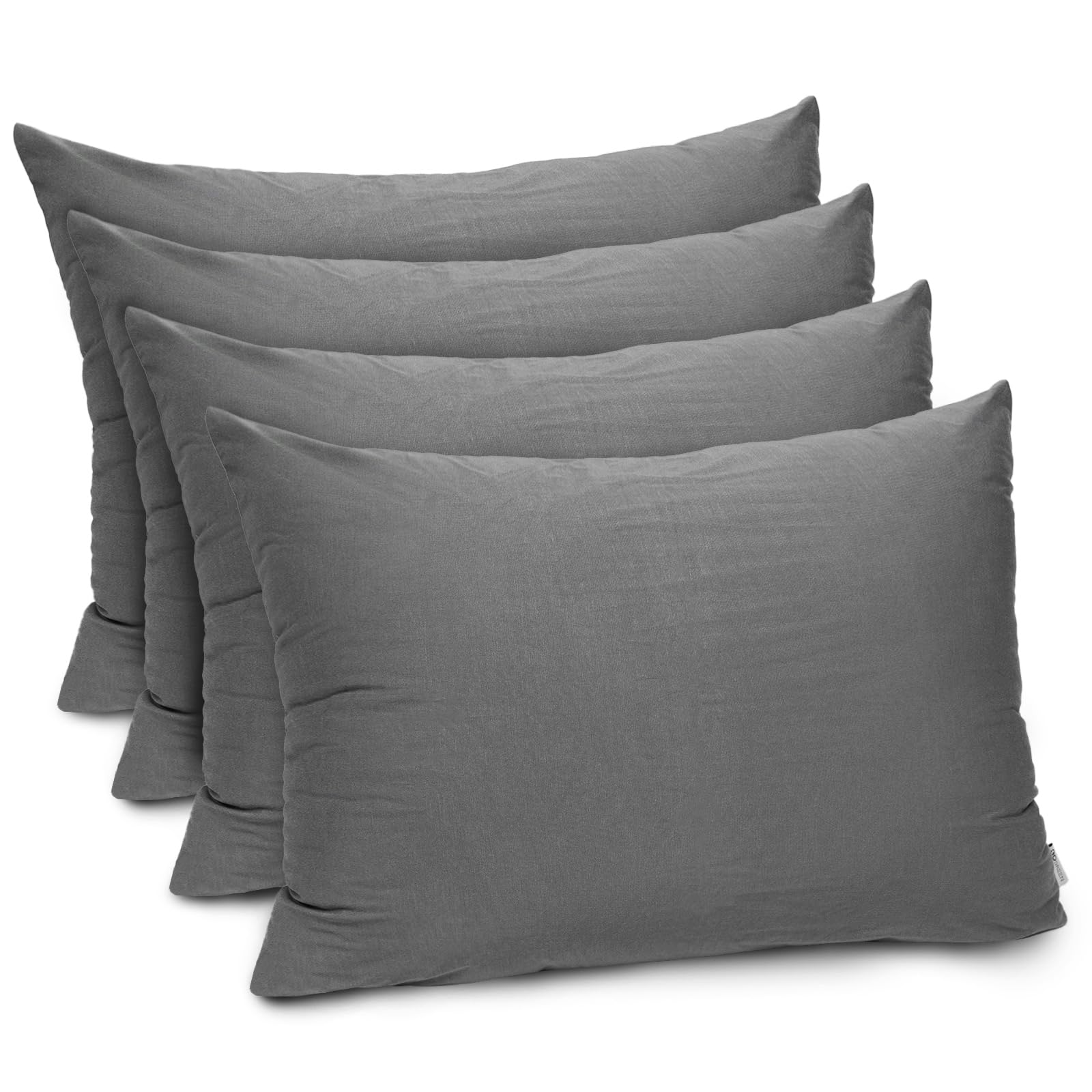 GogreenBamboo Rayon Waterproof Pillow Protector, Breathable Pillow Cover, Cooling Pillow Case Protector with Zipper, Super Soft Pillow Case Cover with Zipper (4 Packs, Standard 20"x26", Grey)