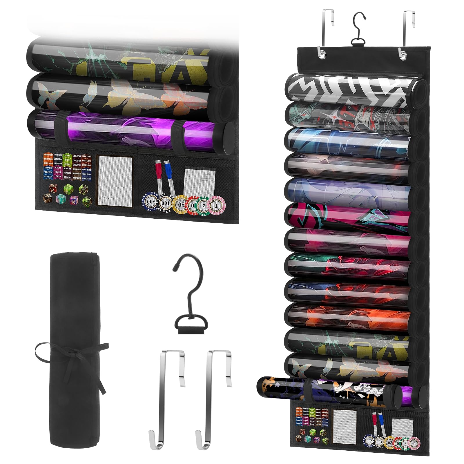 Hanging Playmat Tube Storage Bag, exact product and packaging photograph