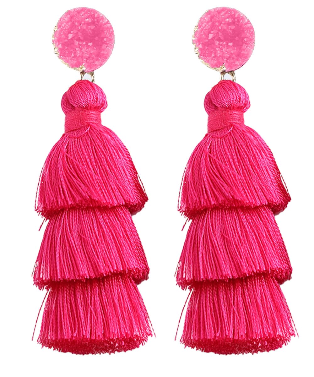 Tassel Earrings for Women - Colorful Layered Tassle Dangle Drop Earrings