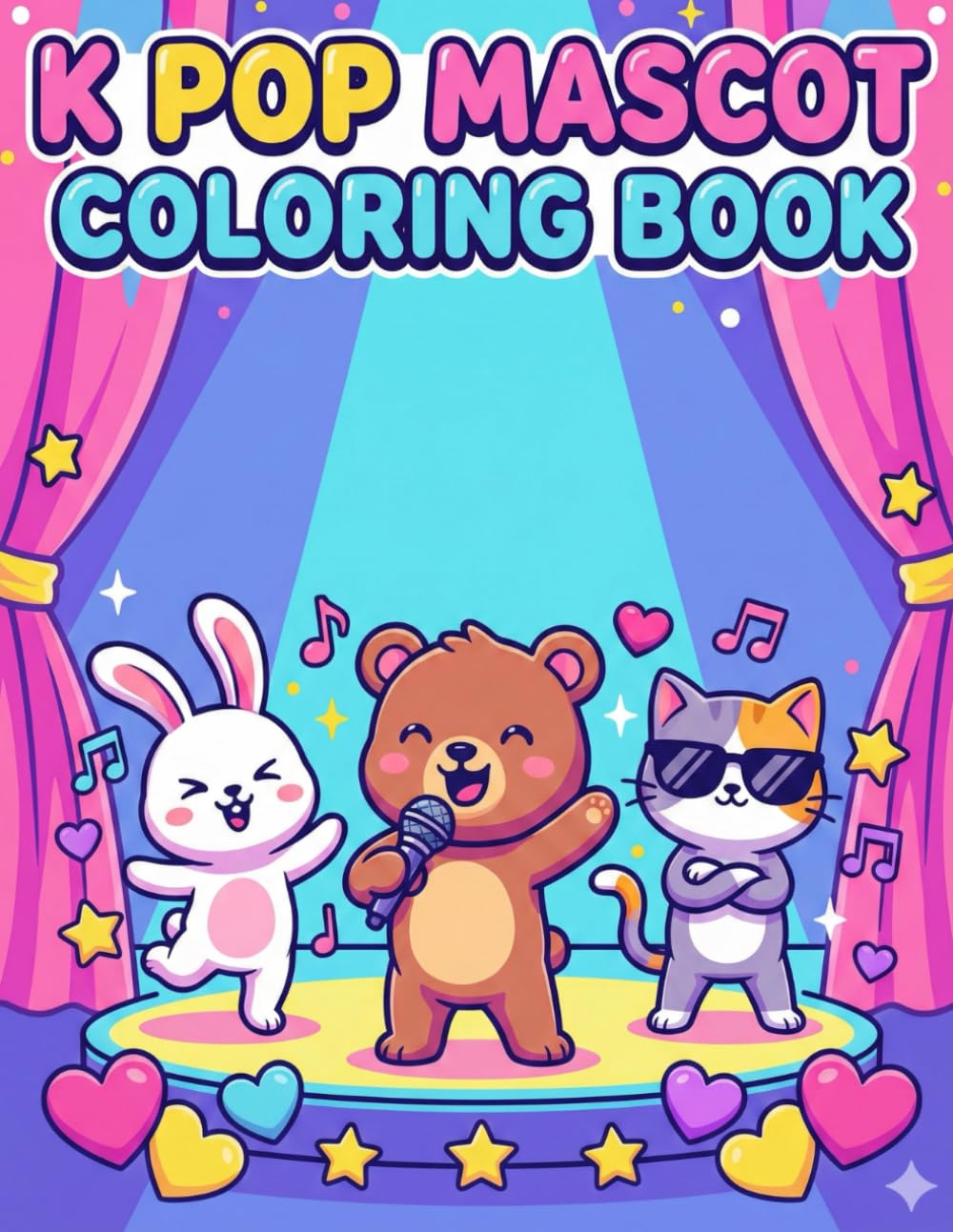 K Pop Mascot Coloring Book: A Cute Chibi Coloring Book for K-Pop Fans | Adorable Anime Animal Idols with Lightsticks, Finger Hearts, and Trendy Fashion for Kids, Teens & Adults