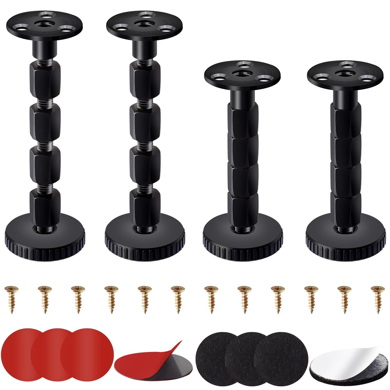 Draupnir 4 PCS Adjustable Furniture Feet, 25-120mm Adjustable Leveling Feet, Scratch Resistant, Self-Adhesive or Screw-In Furniture Legs for Bed Cabinet Table Sofa