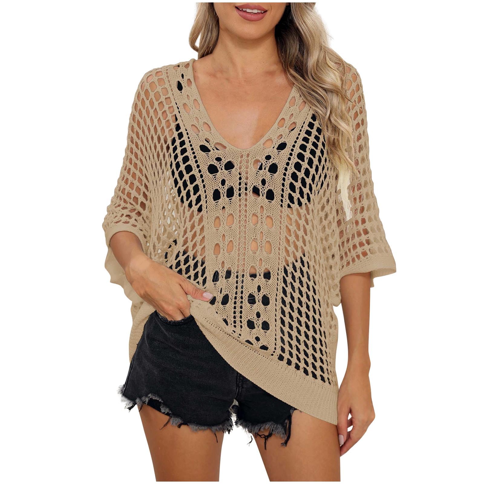 Sexy Crochet Swim Cover Ups for Women 2025 Sheer Mesh Beach Dress Lace Swimsuit Pool Coverups Bathing Suits