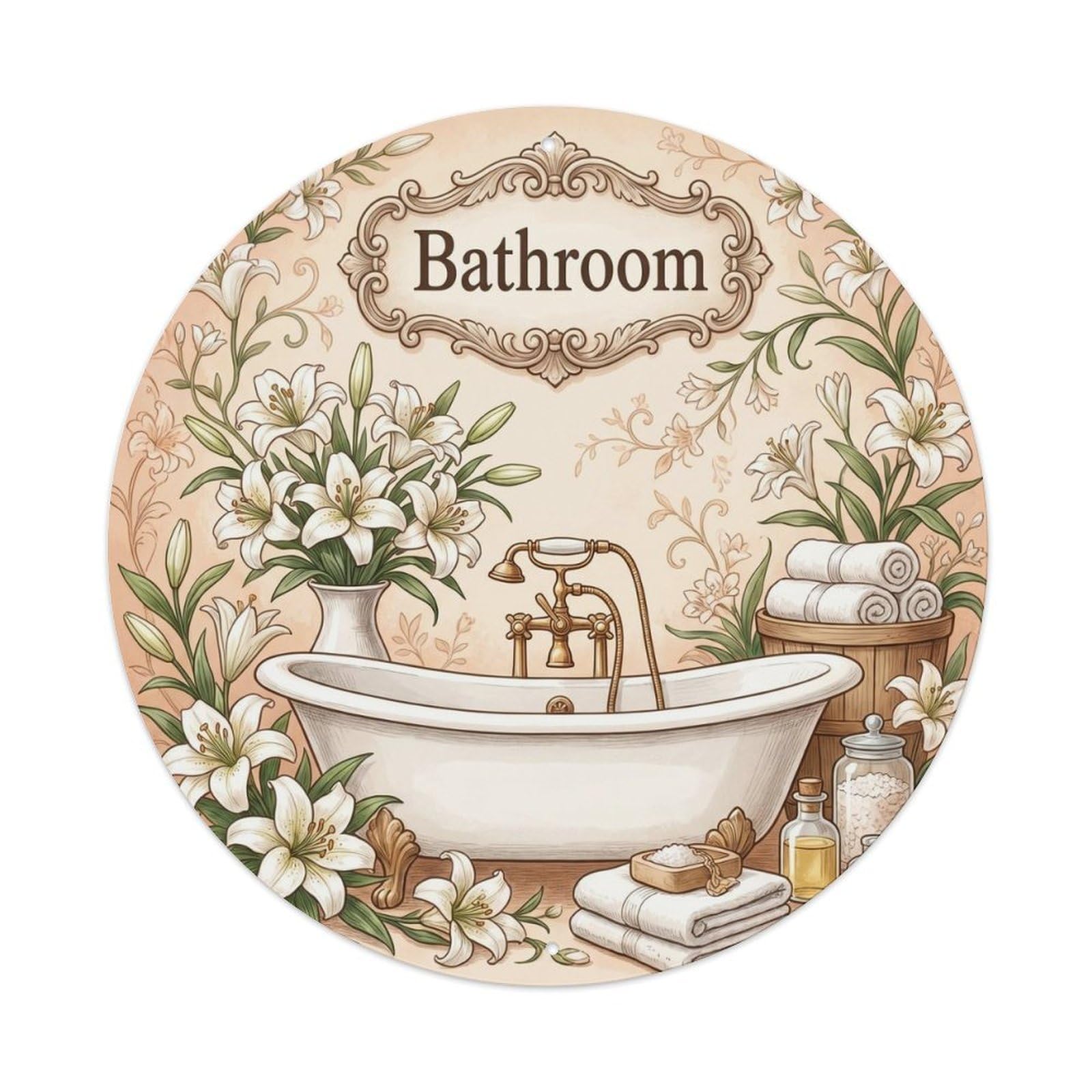 Tgrcjimh Style. Bathroom Lily Vintage Bathroom Metal Tin Sign