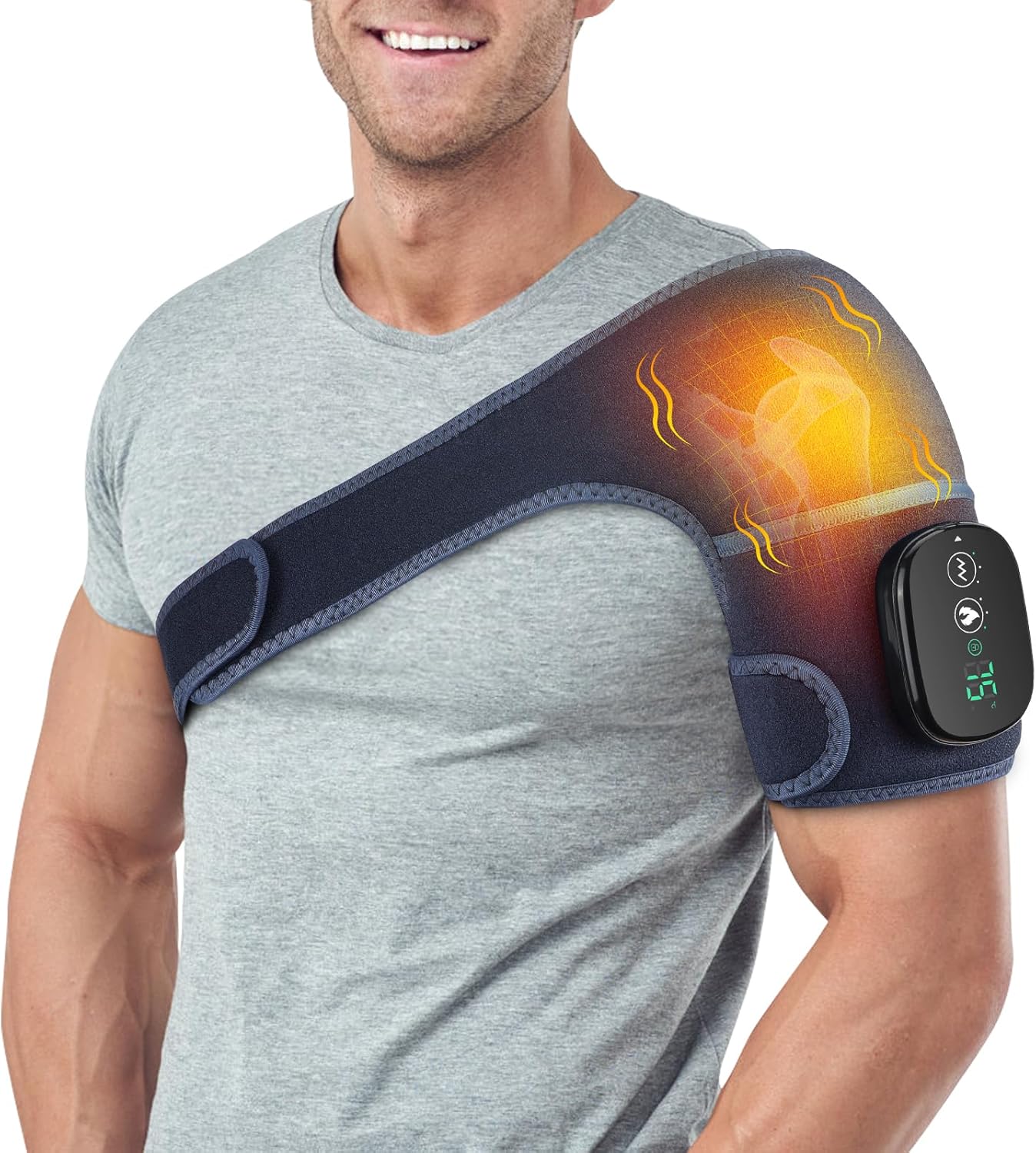 Person wearing MOAJAZA massager on knee