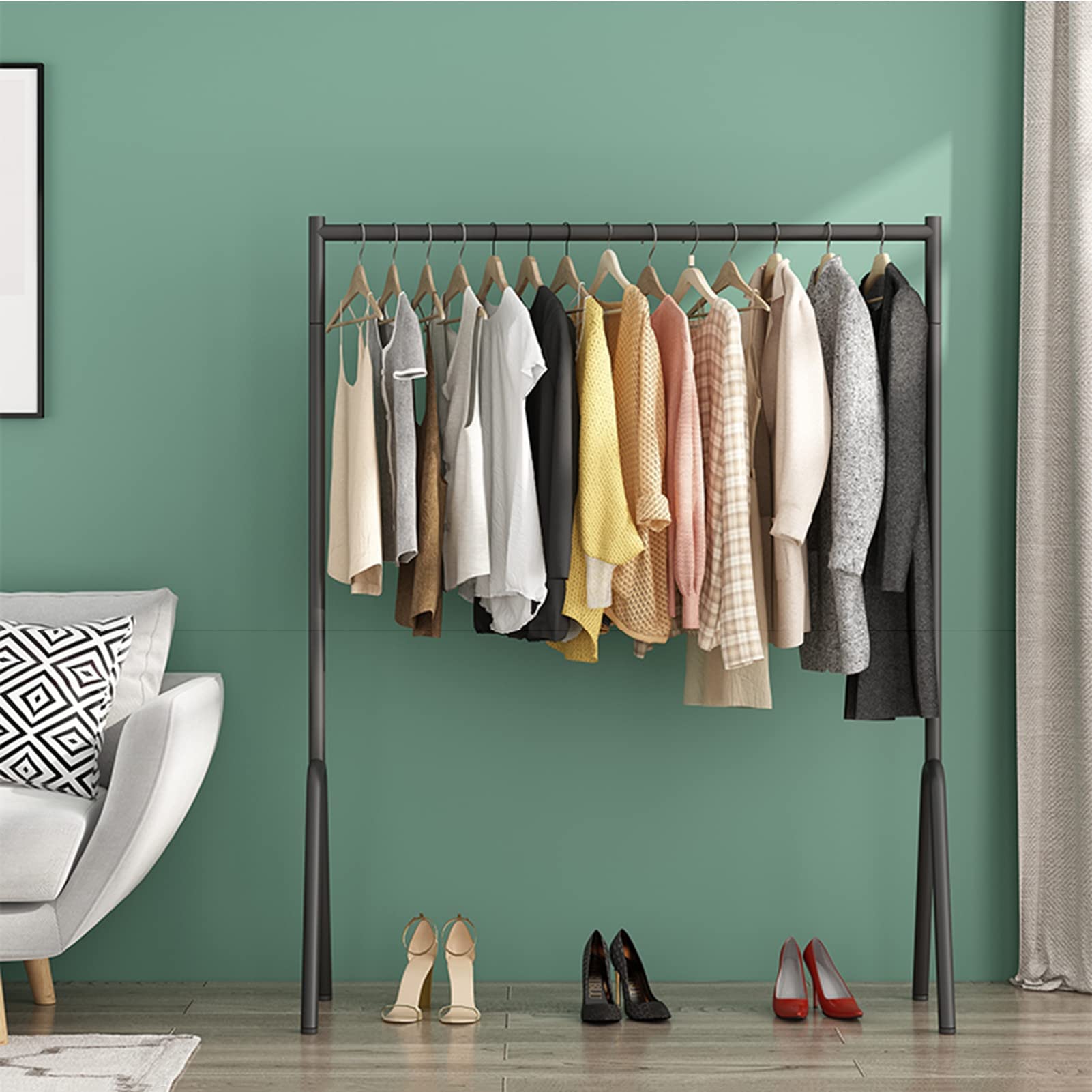Kleiderständer Kleiderständer aus Metall, bodenstehend, Einzelstange, Kleiderständer mit großer Kapazität, Kleiderständer für Schlafzimmer, Boutique, Einzelhandel (Größe: 120 x 40 x 150 cm, Farbe: S
