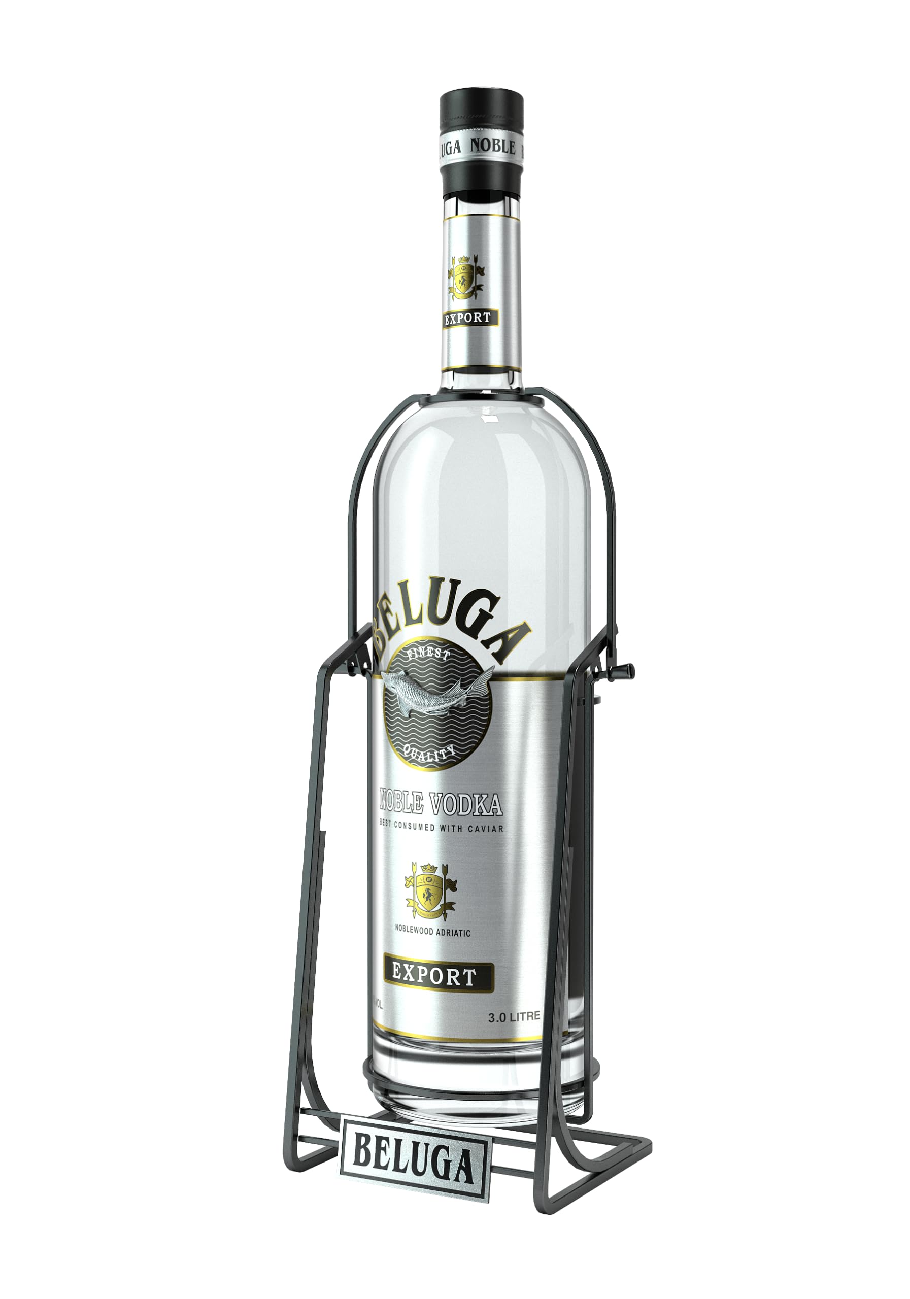 Beluga NOBLE (1 x 3000ml) im Geschenkkarton mit Wiege, Premium-Vodka aus Montenegro mit feinstem Bio-Getreide und reinem Quellwasser, 40 Prozent Volumen