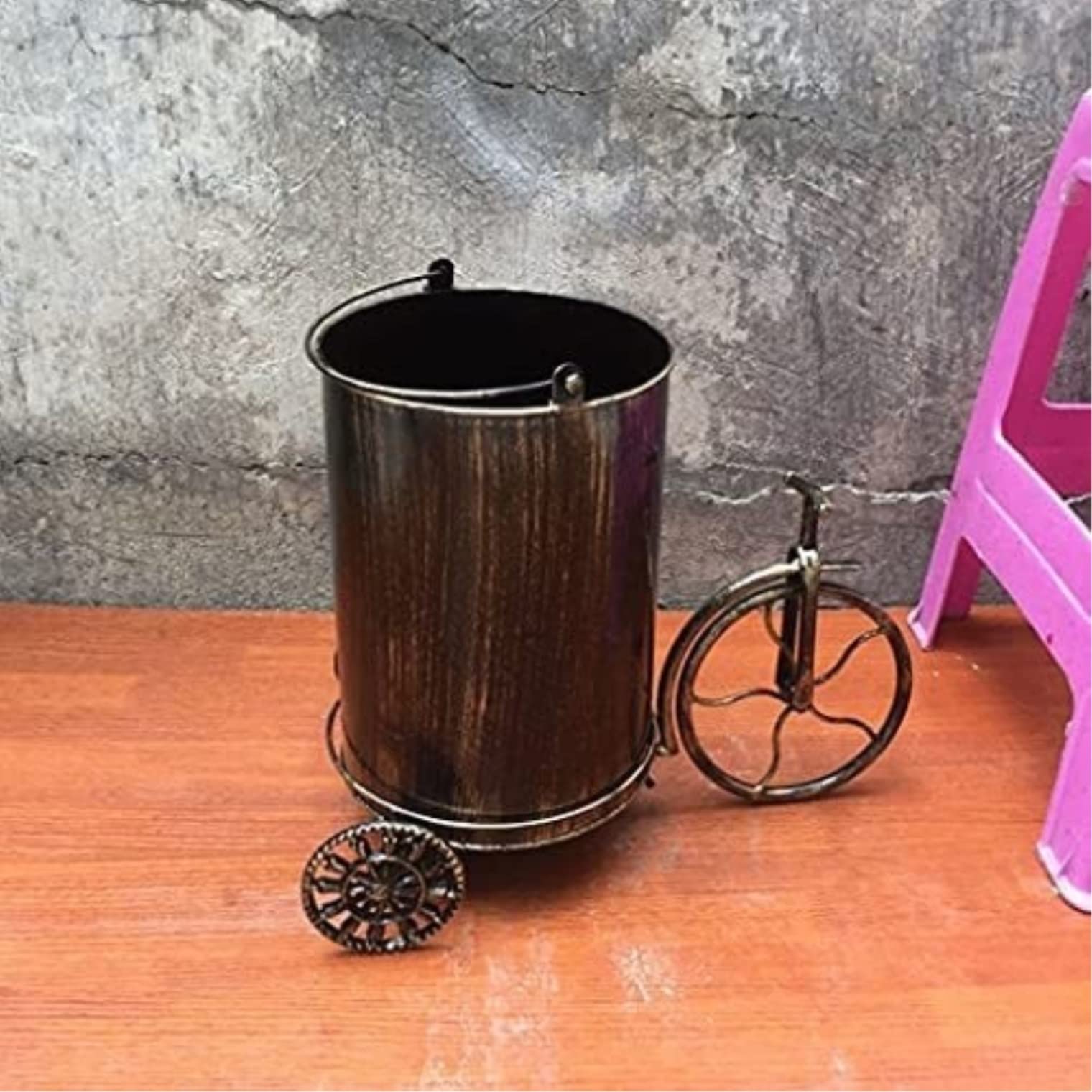 Portarifiuti Pattumiera Cucina Pattumiera In Metallo Per La Spazzatura In Camera Da Letto Cestini Per La Spazzatura In Stile Retrò Per Biciclette Per La Casa Cestino di Spazzatura ( Color : C , Size :