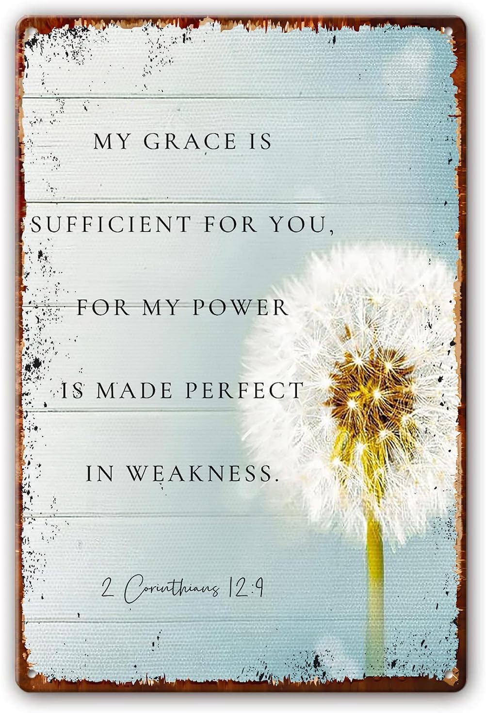 IJDHJJB My Grace is Sufficient for You Metal Tin Sign Bible Verse Poster Encouraging Baptism Gift Christian Wall Pictures for Home Artwork Living Room Office Decor Wall Art 8"x12"