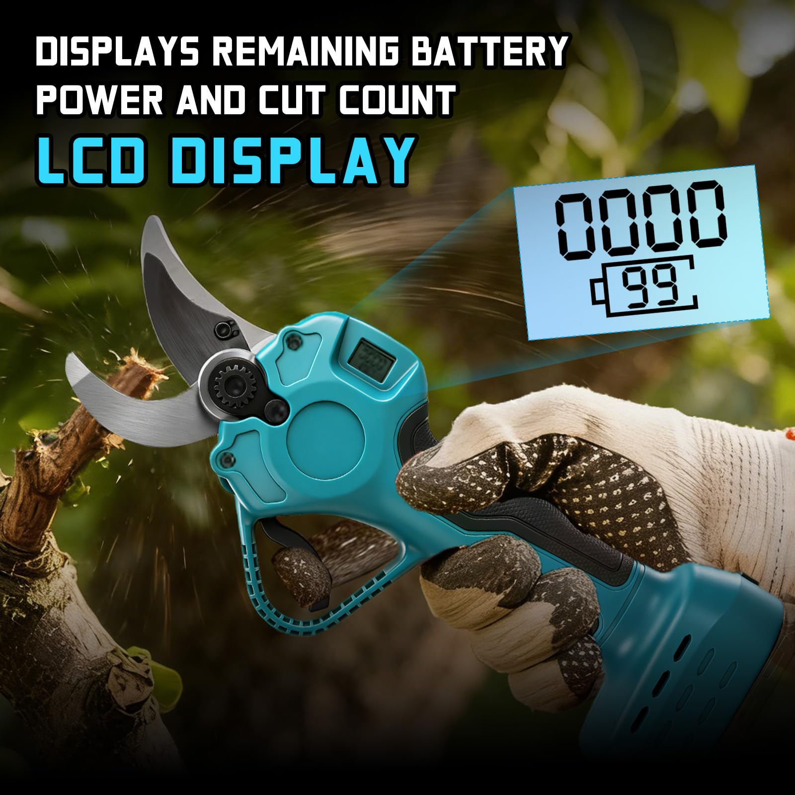 Tijeras de Podar Eléctricas 2 en 1 con Pértiga compatible con Makita 18 V baterías, Tijeras de podar Corte de 15-35 mm, Palo Telescópico 2M, Jardinería y Poda para Árboles (sin batería) | Tijeras de podar eléctricas sin escobillas, corte de 15 – 35 mm, pa