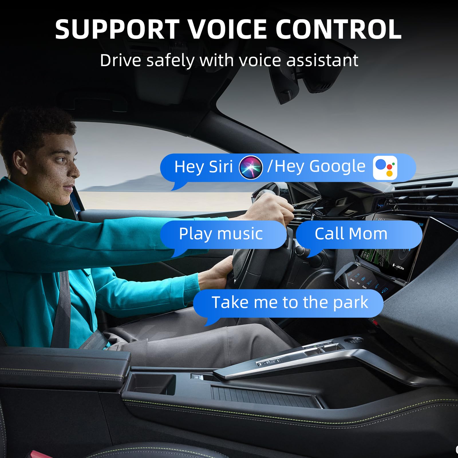 Wireless CarPlay Android Auto 2in1 Adapter, Plug and Play, für Autos mit kabelgebundenem CarPaly und Android Auto, unterstützt iOS 10+ & Android 11+ (Unidirektional Ende-075)